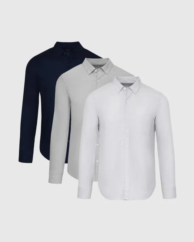 Neutral Stretch Oxford Long Sleeve Shirt 3-Pack sold by True Classic