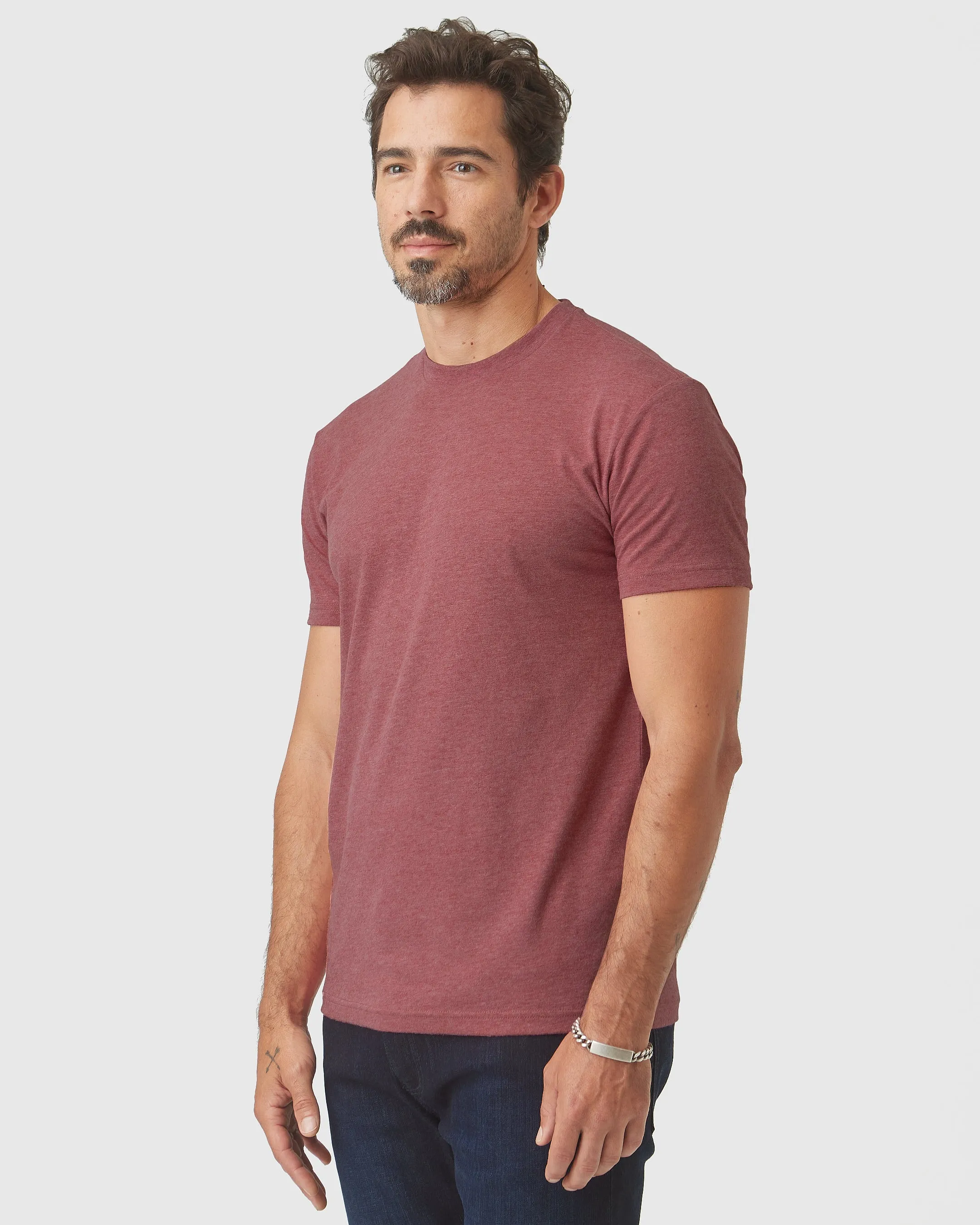 Heather Crimson Short Sleeve Crew Neck Tee sold by True Classic product image thumbnail 4