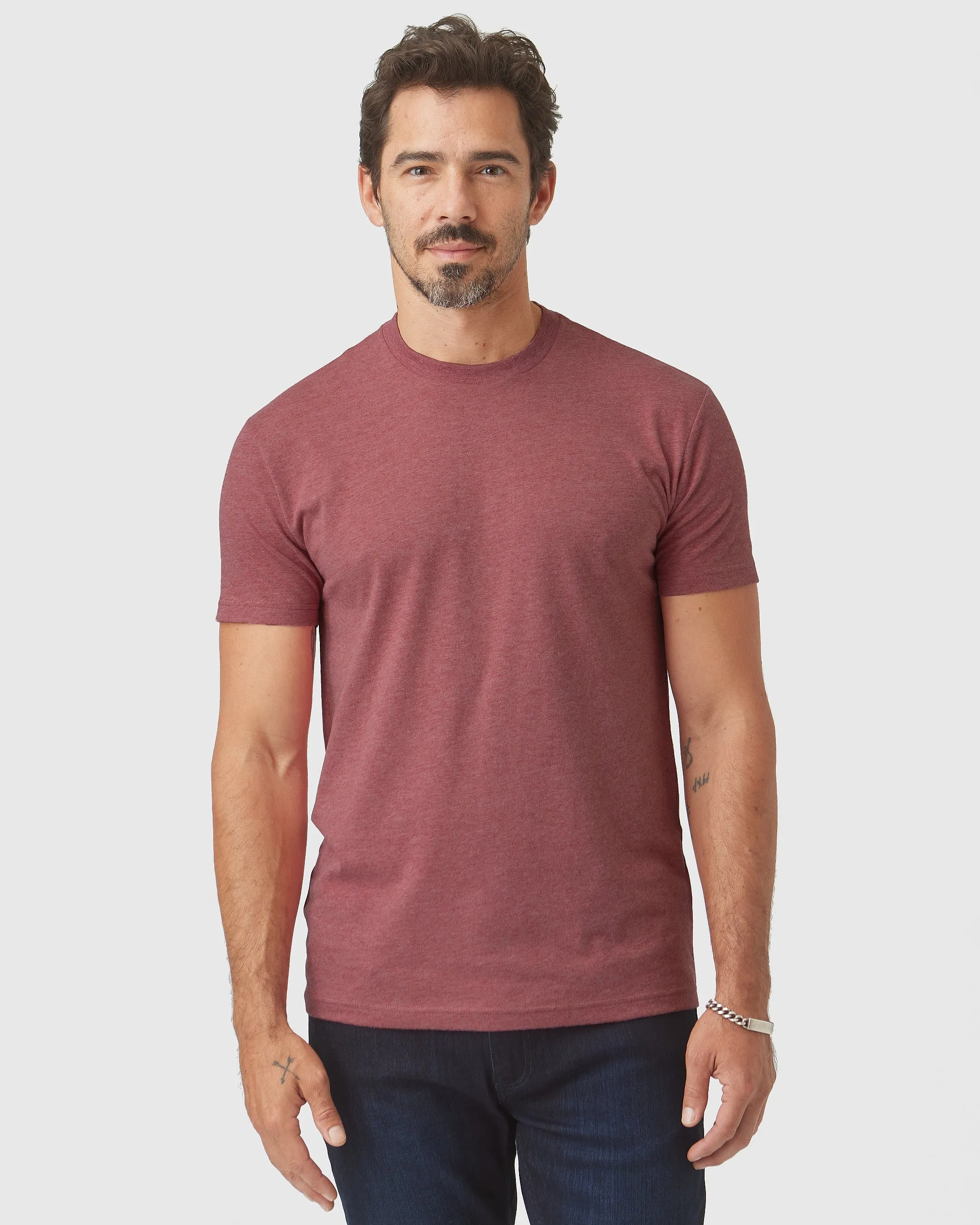 Heather Crimson Short Sleeve Crew Neck Tee sold by True Classic