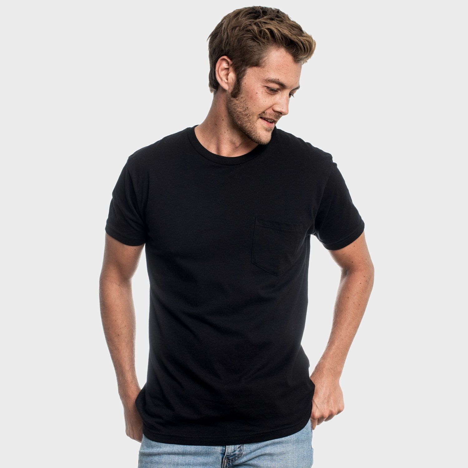 Black Pocket Crew Tee sold by True Classic