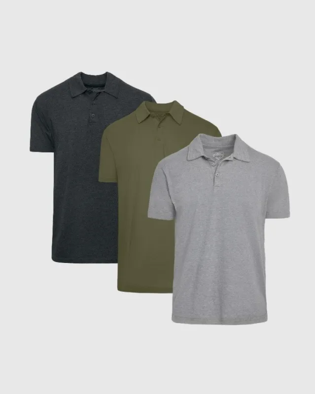 Gray Short Sleeve Polo 3-Pack sold by True Classic