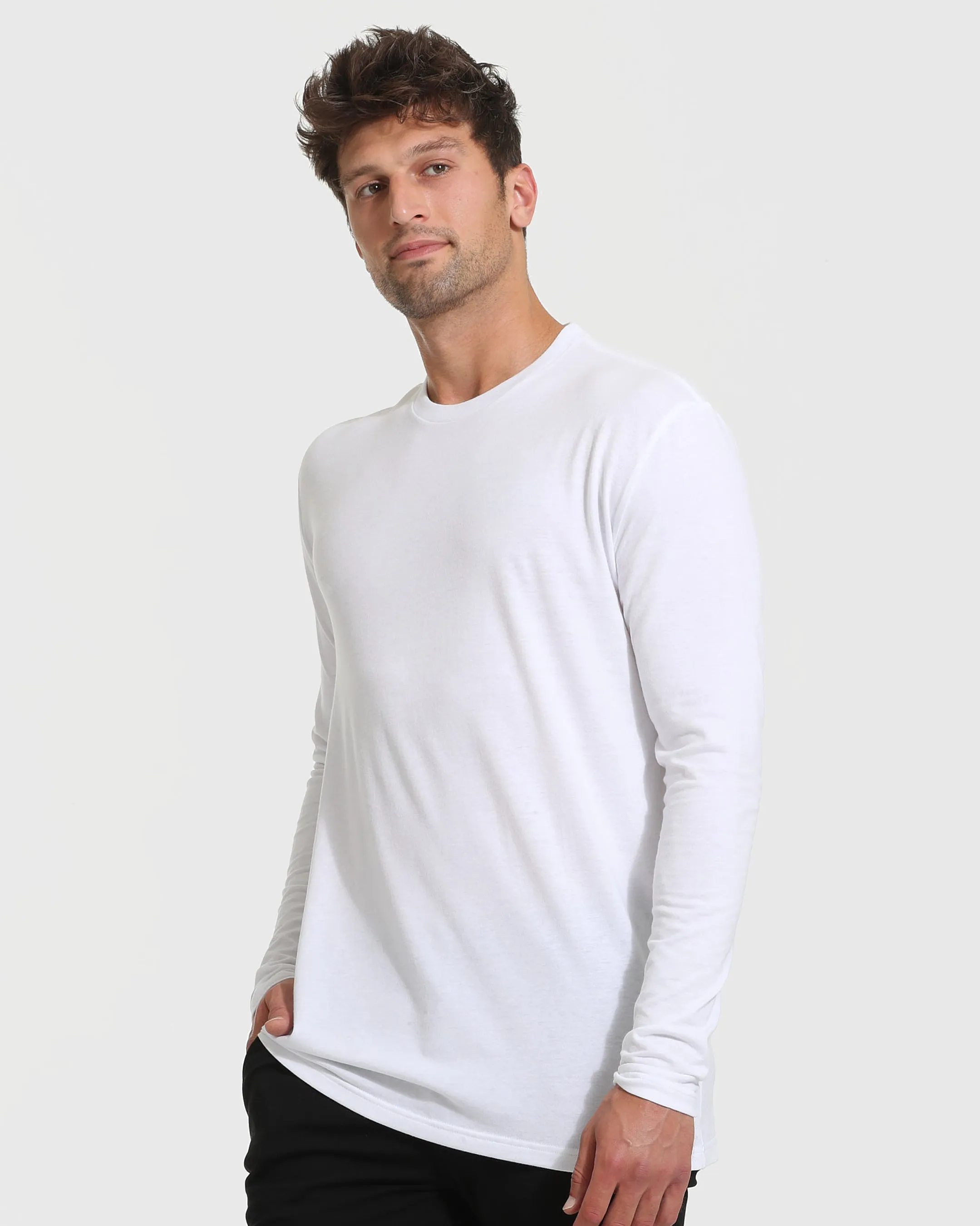 White Tall Long Sleeve T-Shirt sold by True Classic product image thumbnail 3