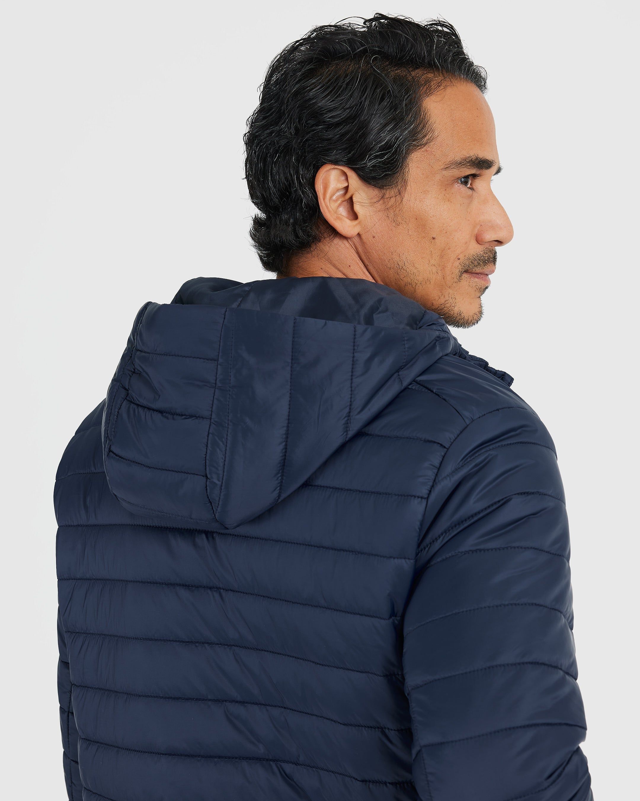 Navy Hooded Puffer Jacket sold by True Classic product image thumbnail 4
