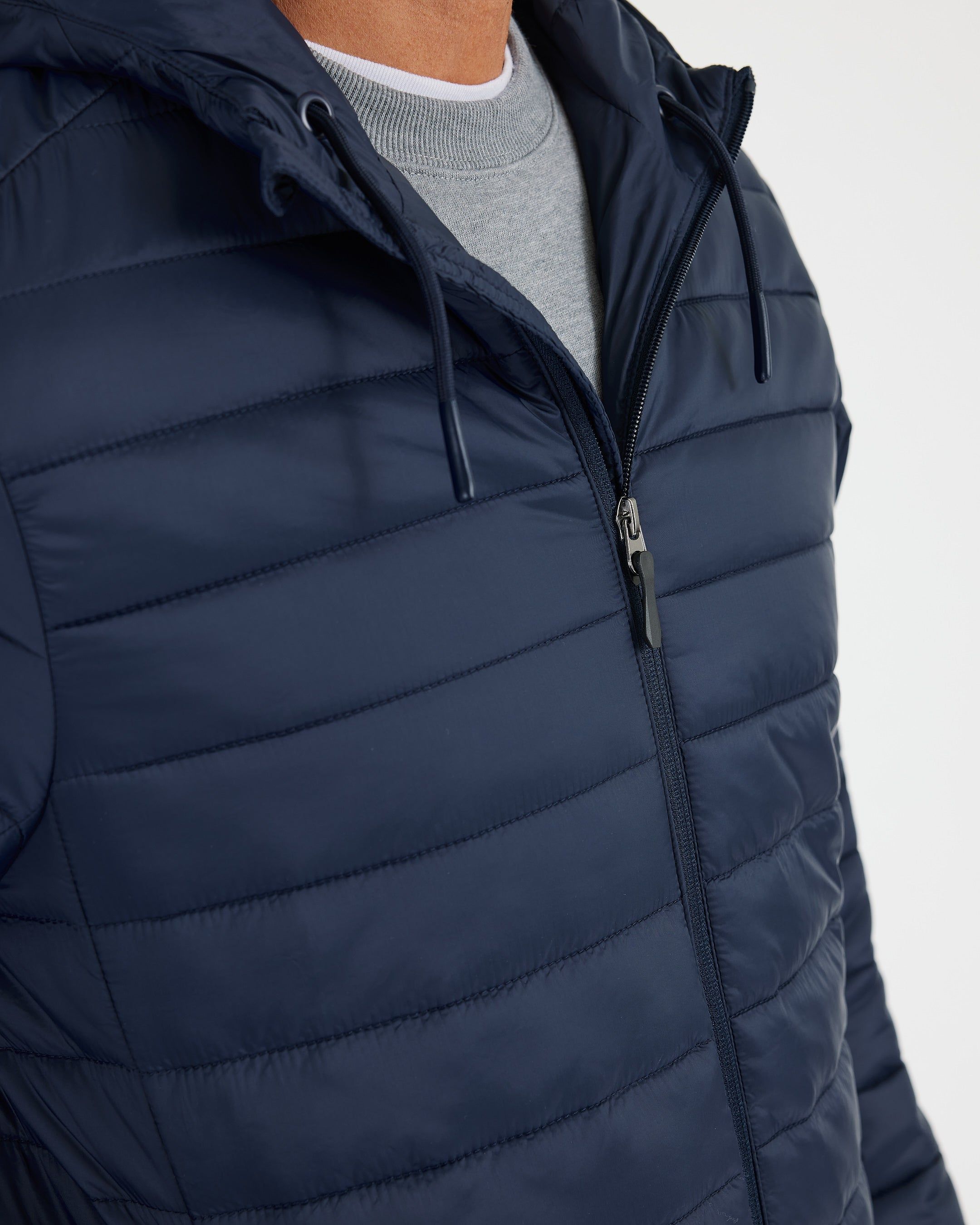 Navy Hooded Puffer Jacket sold by True Classic product image thumbnail 5