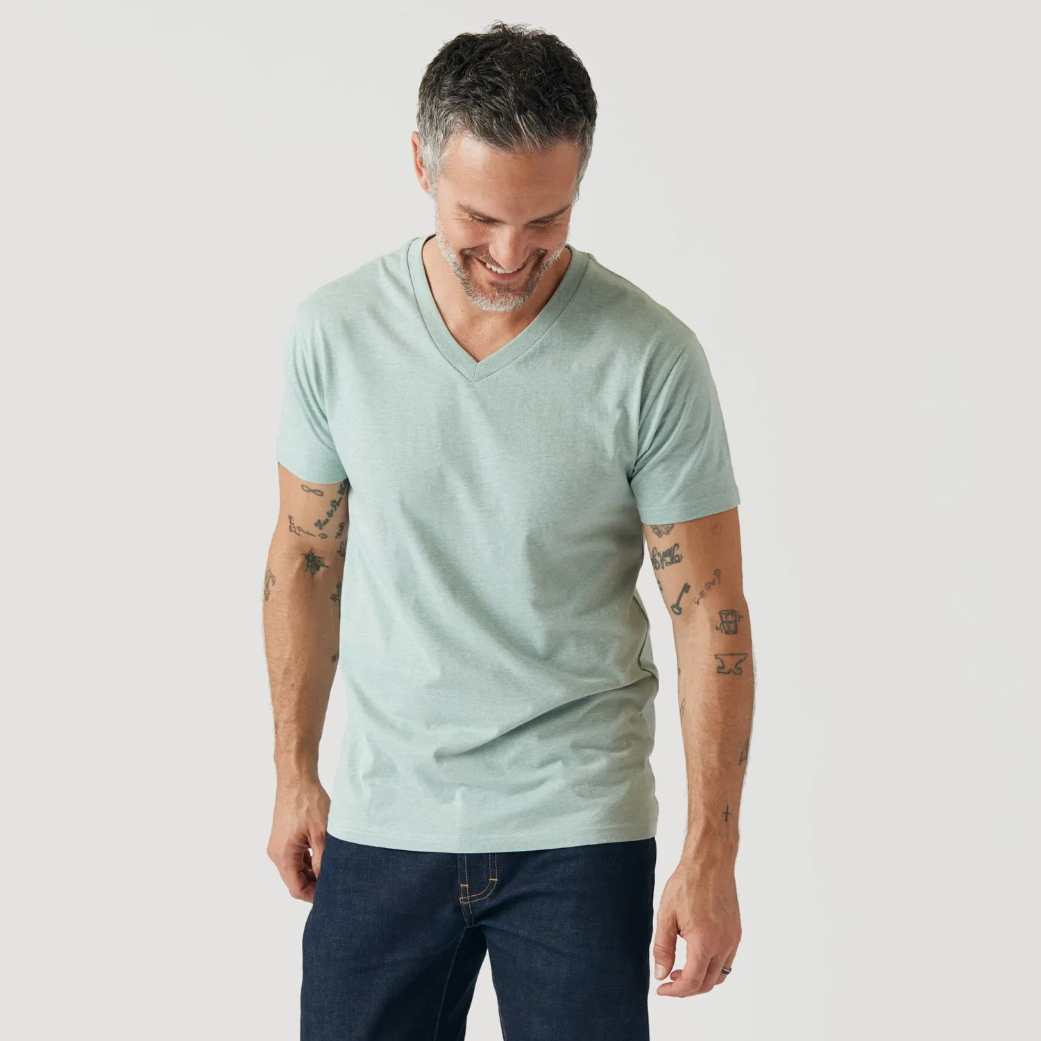 Heather Sage V Neck T Shirt sold by True Classic