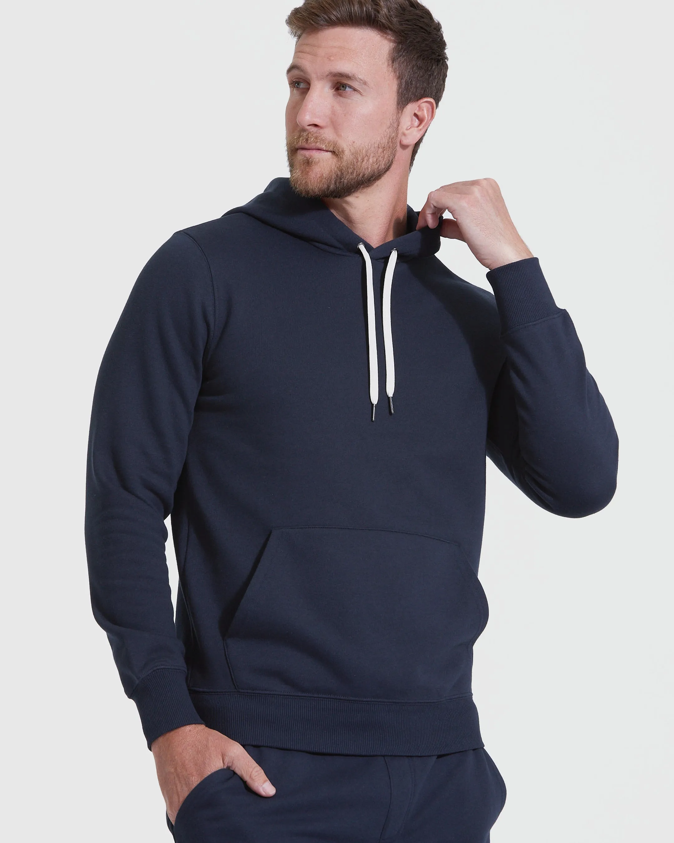 Navy Fleece French Terry Pullover Hoodie sold by True Classic