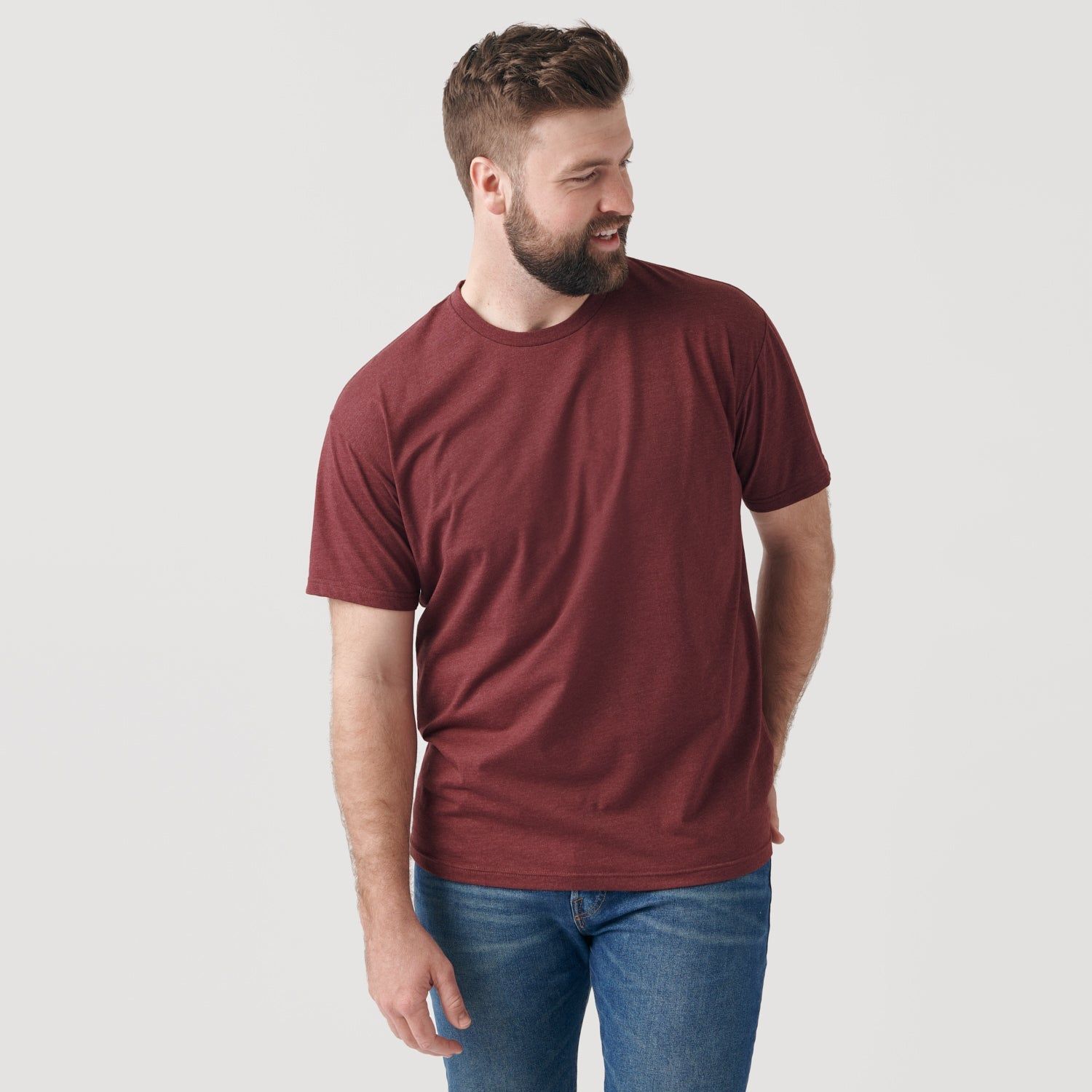 Heather Burgundy Crew Neck T-Shirt sold by True Classic product image thumbnail 5