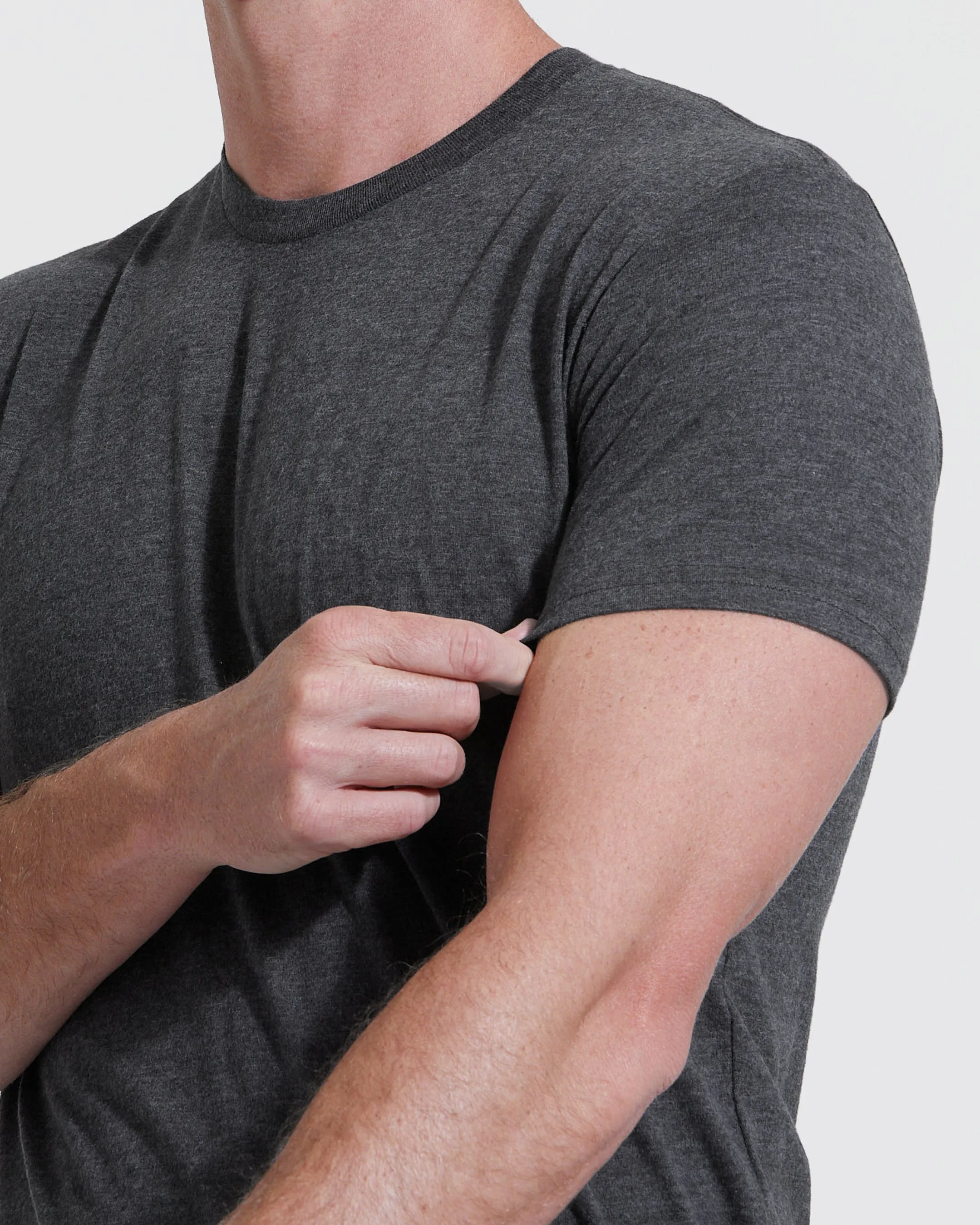 Charcoal Heather Gray Tall Round Hem Crew Neck T-Shirt sold by True Classic product image thumbnail 5