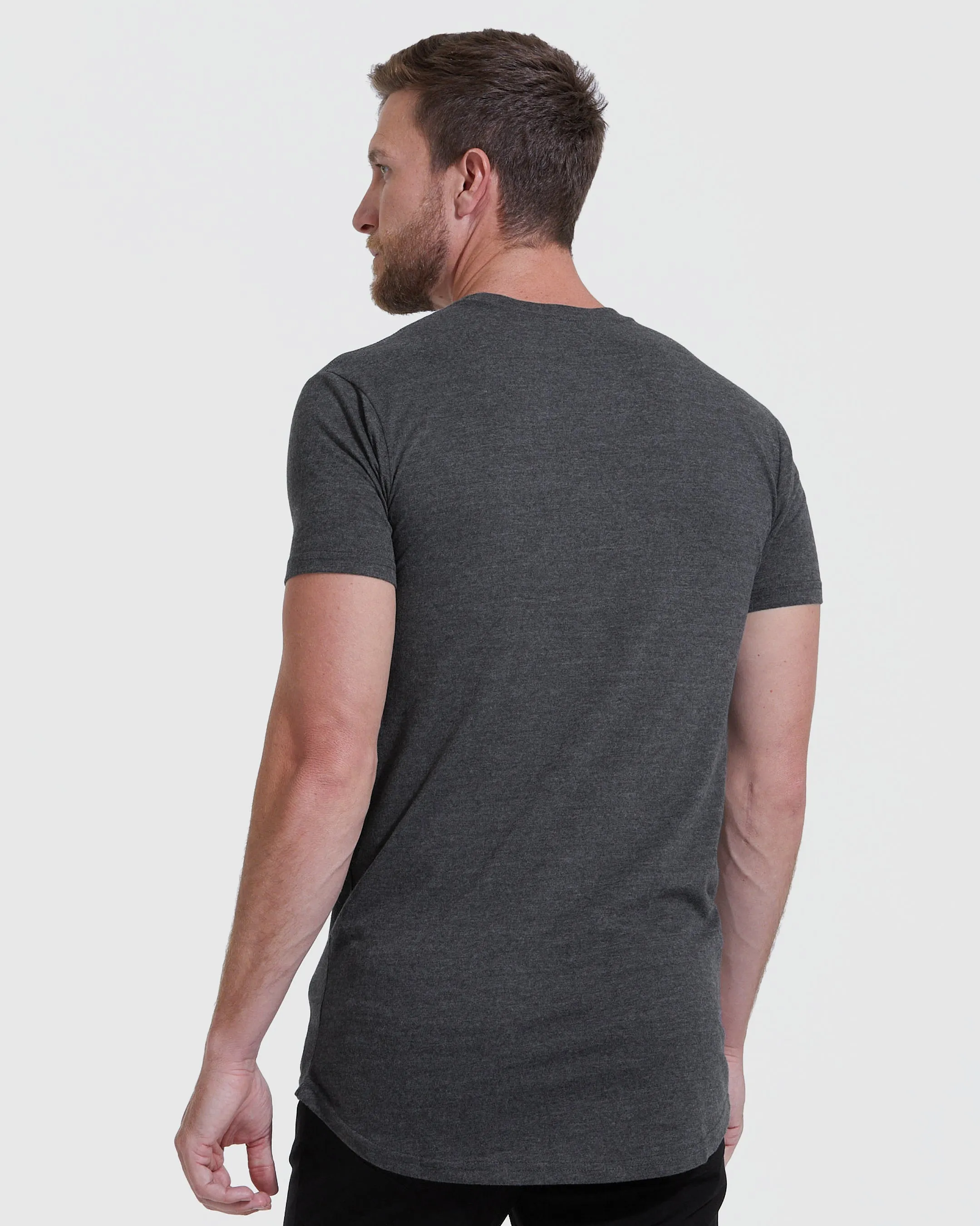 Charcoal Heather Gray Tall Round Hem Crew Neck T-Shirt sold by True Classic product image thumbnail 4