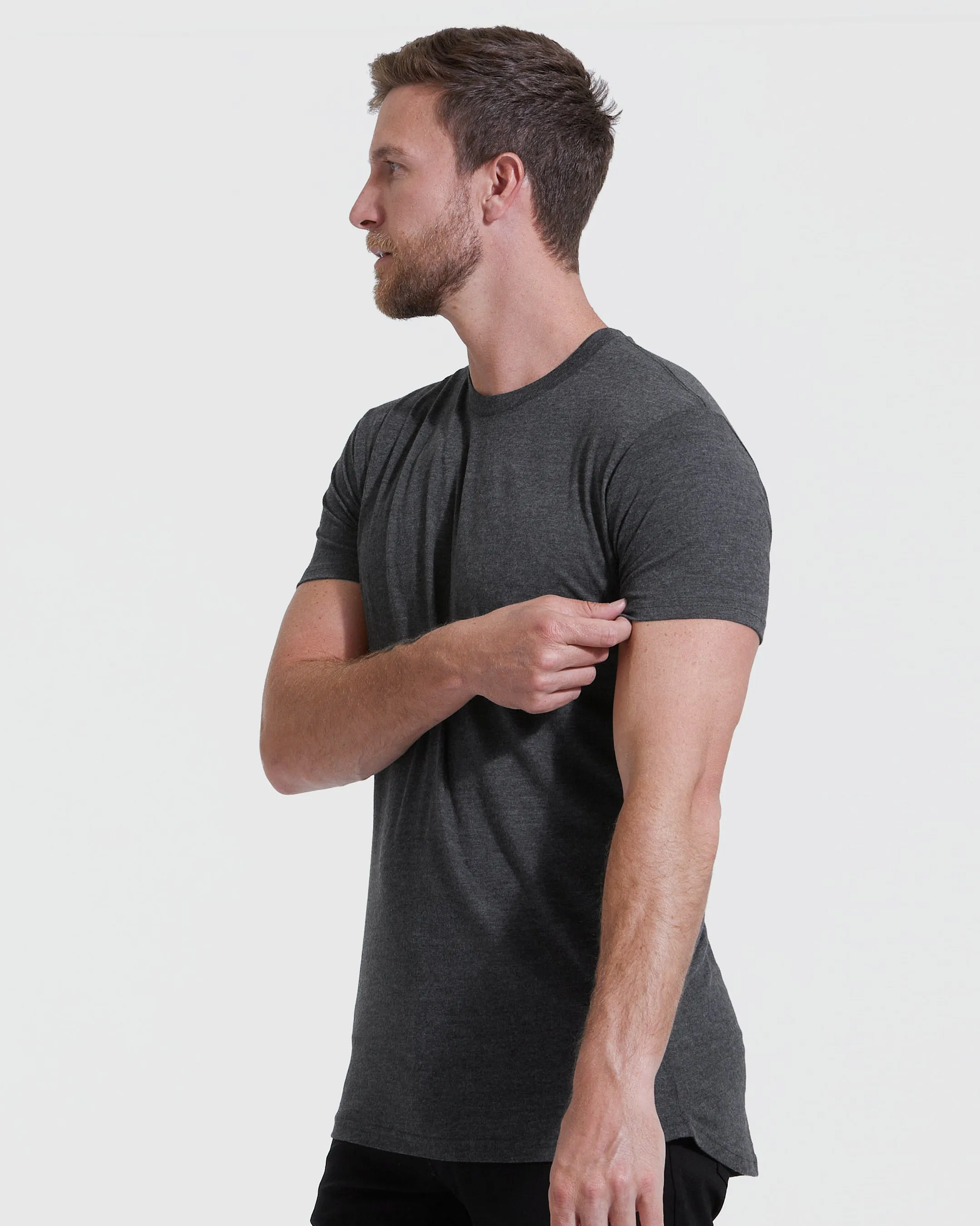 Charcoal Heather Gray Tall Round Hem Crew Neck T-Shirt sold by True Classic product image thumbnail 3