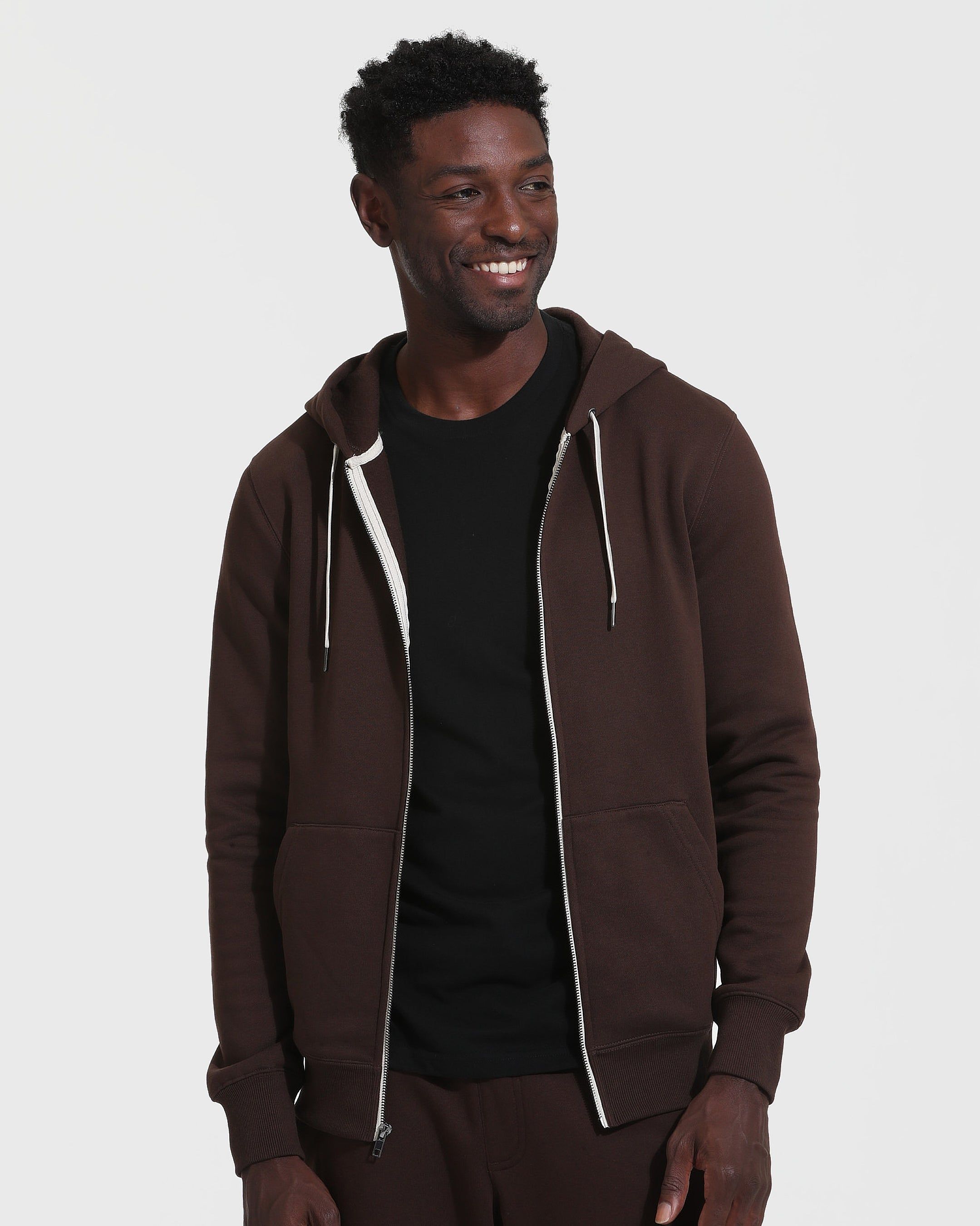 Dark Oak Fleece French Terry Zip Hoodie sold by True Classic