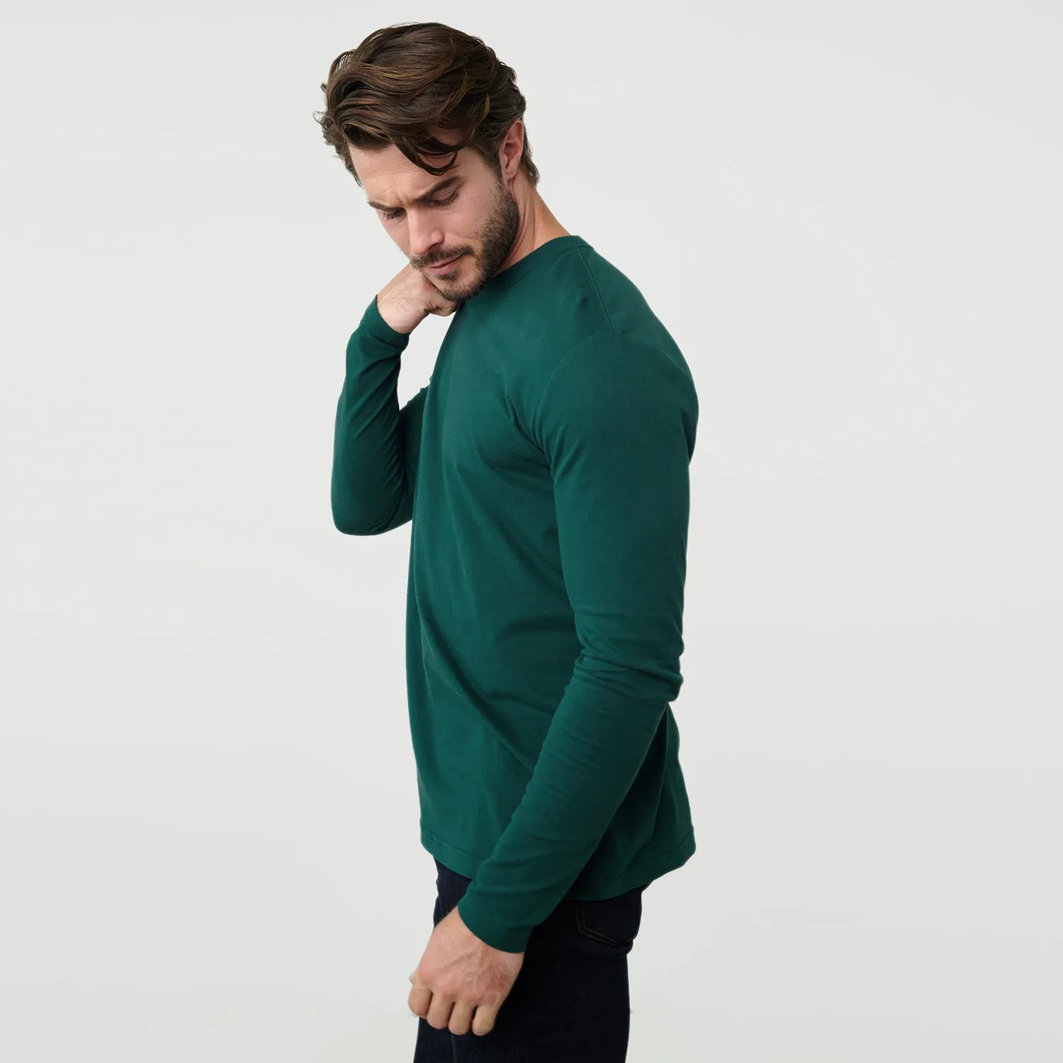 Emerald Classic Long Sleeve Crew Neck sold by True Classic product image thumbnail 4