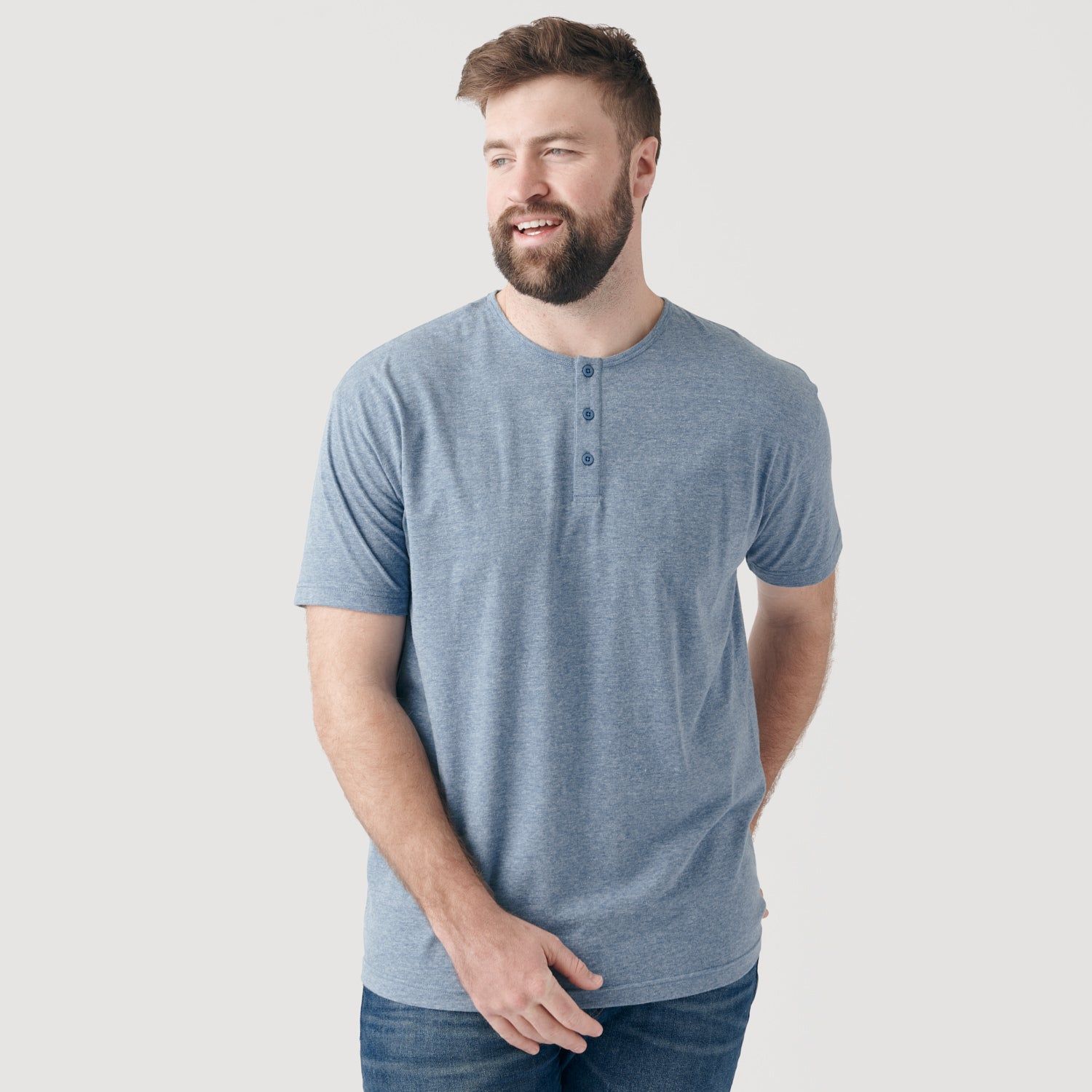 Heather Indigo Short Sleeve Henley sold by True Classic product image thumbnail 5