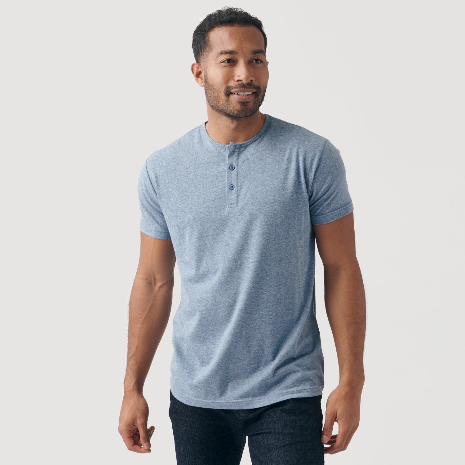 Heather Indigo Short Sleeve Henley sold by True Classic