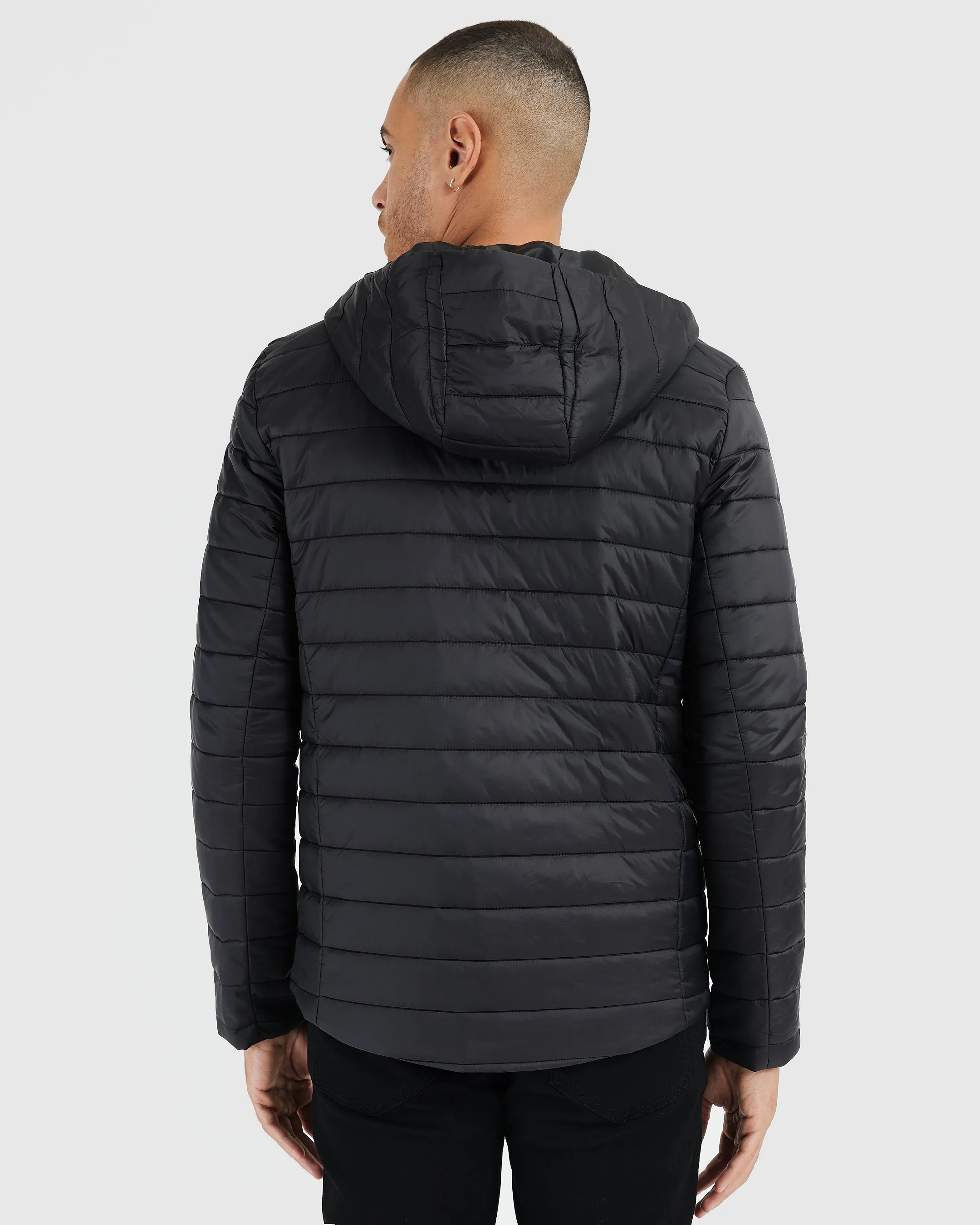 Black Hooded Puffer Jacket sold by True Classic product image thumbnail 3