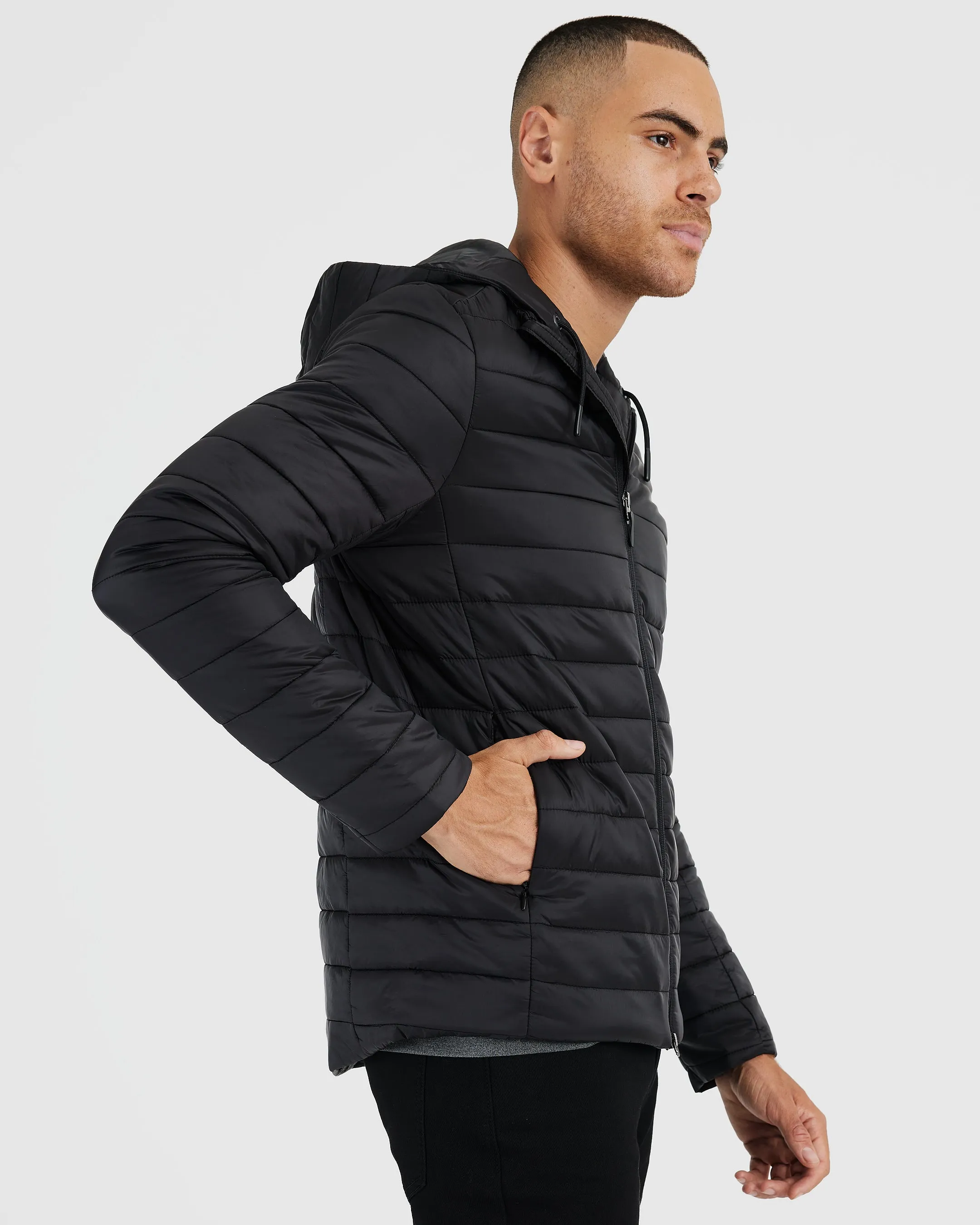 Black Hooded Puffer Jacket sold by True Classic product image thumbnail 4