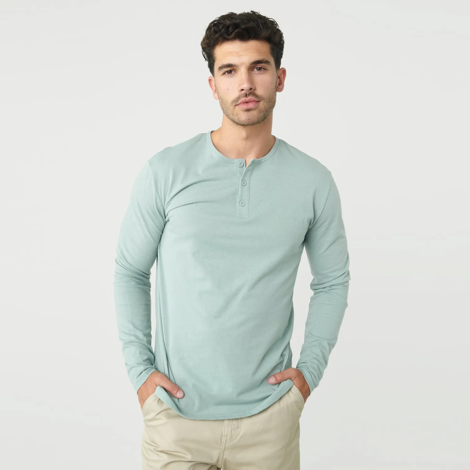Sage Long Sleeve Henley sold by True Classic