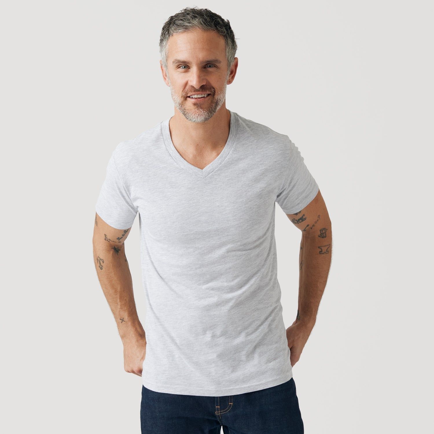 Light Heather Gray V-Neck T-Shirt sold by True Classic