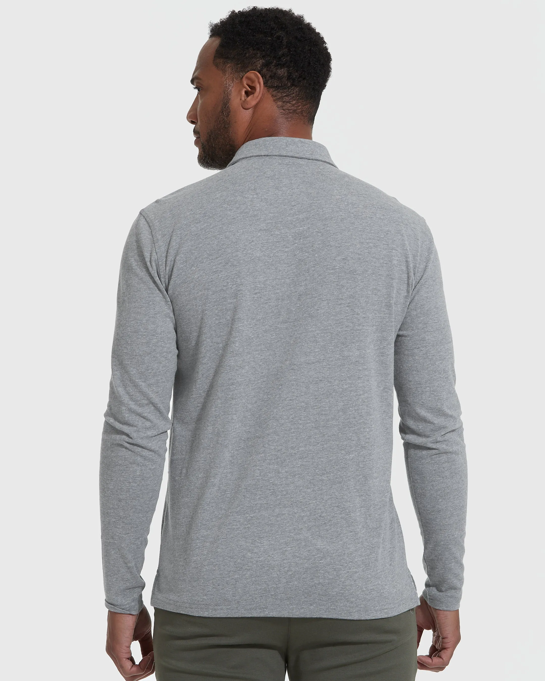 Heather Gray Long Sleeve Polo sold by True Classic product image thumbnail 4