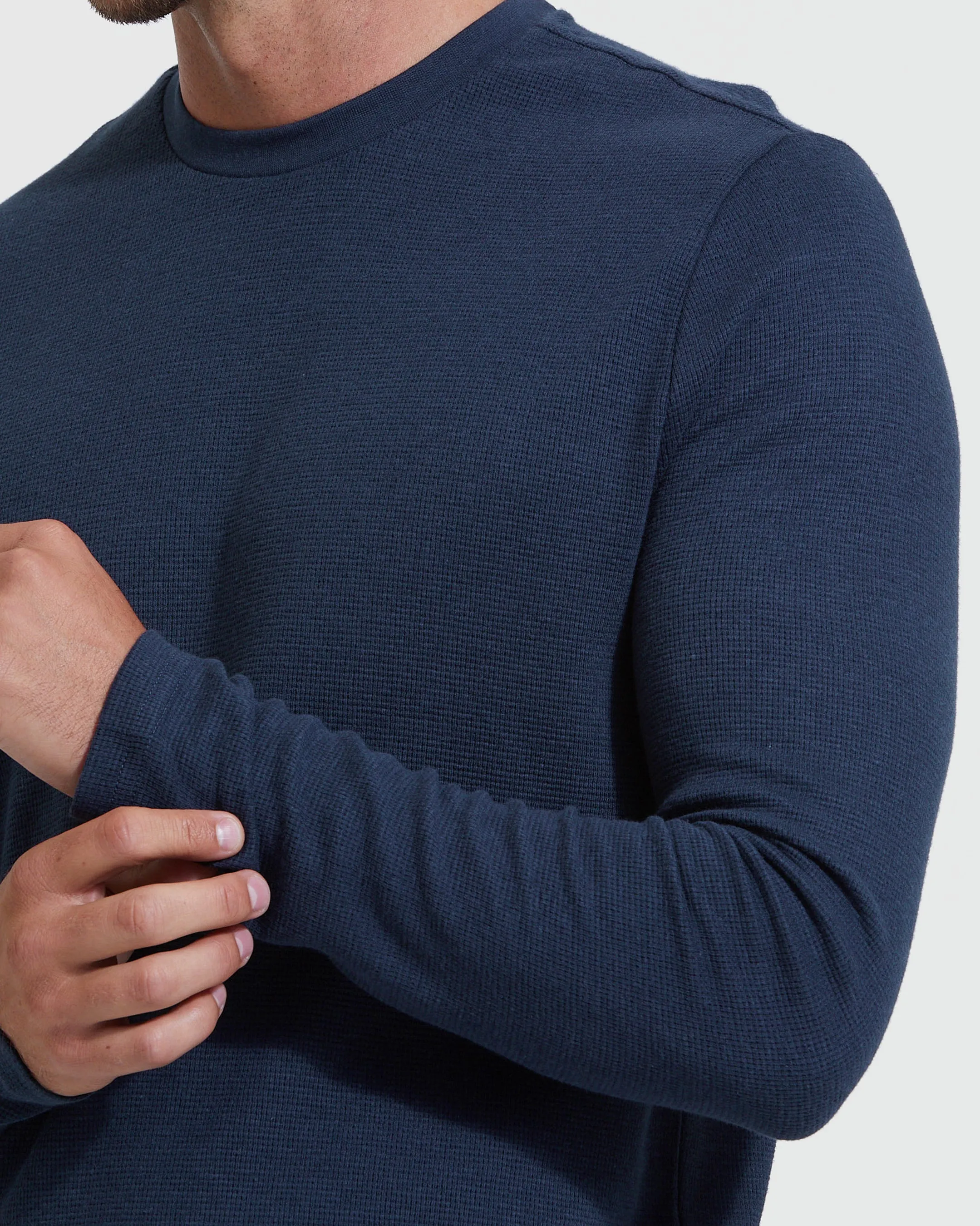 Navy Waffle Long Sleeve Crew Neck sold by True Classic product image thumbnail 5