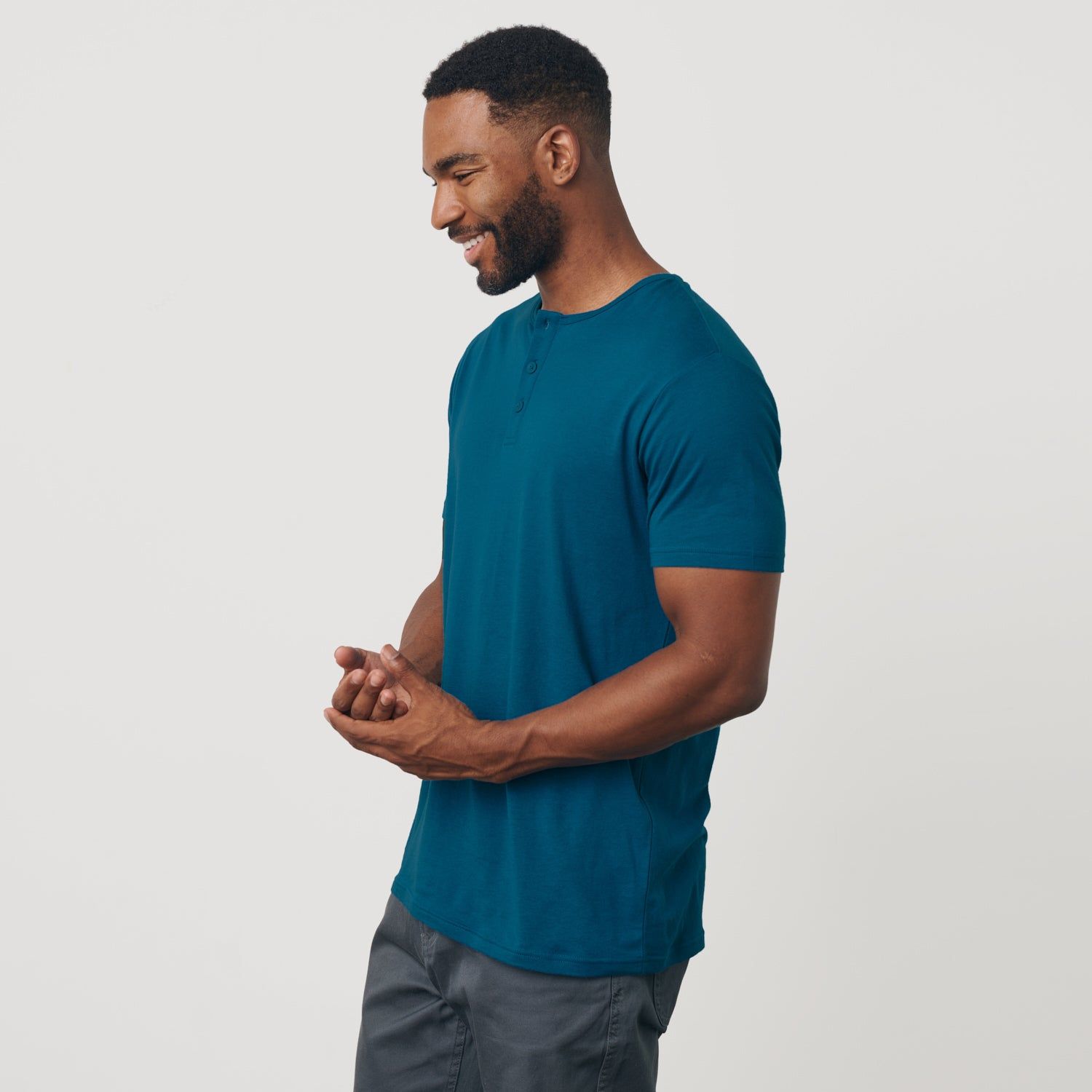 Teal Short Sleeve Henley sold by True Classic product image thumbnail 4