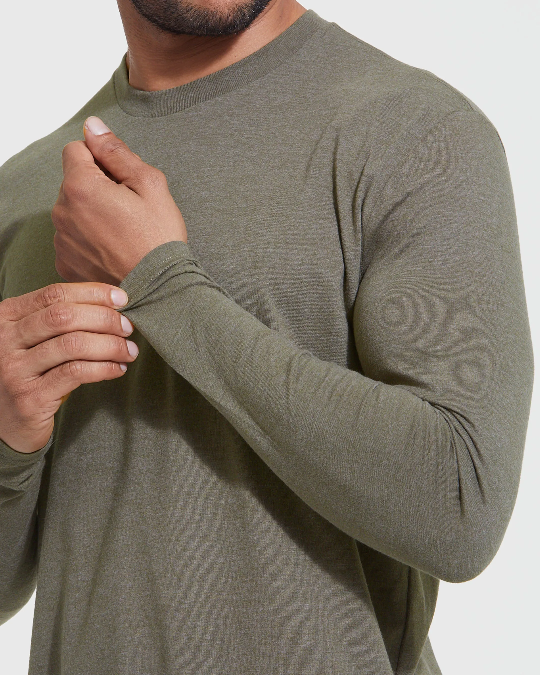 Heather Military Green Classic Long Sleeve Crew Neck sold by True Classic product image thumbnail 5