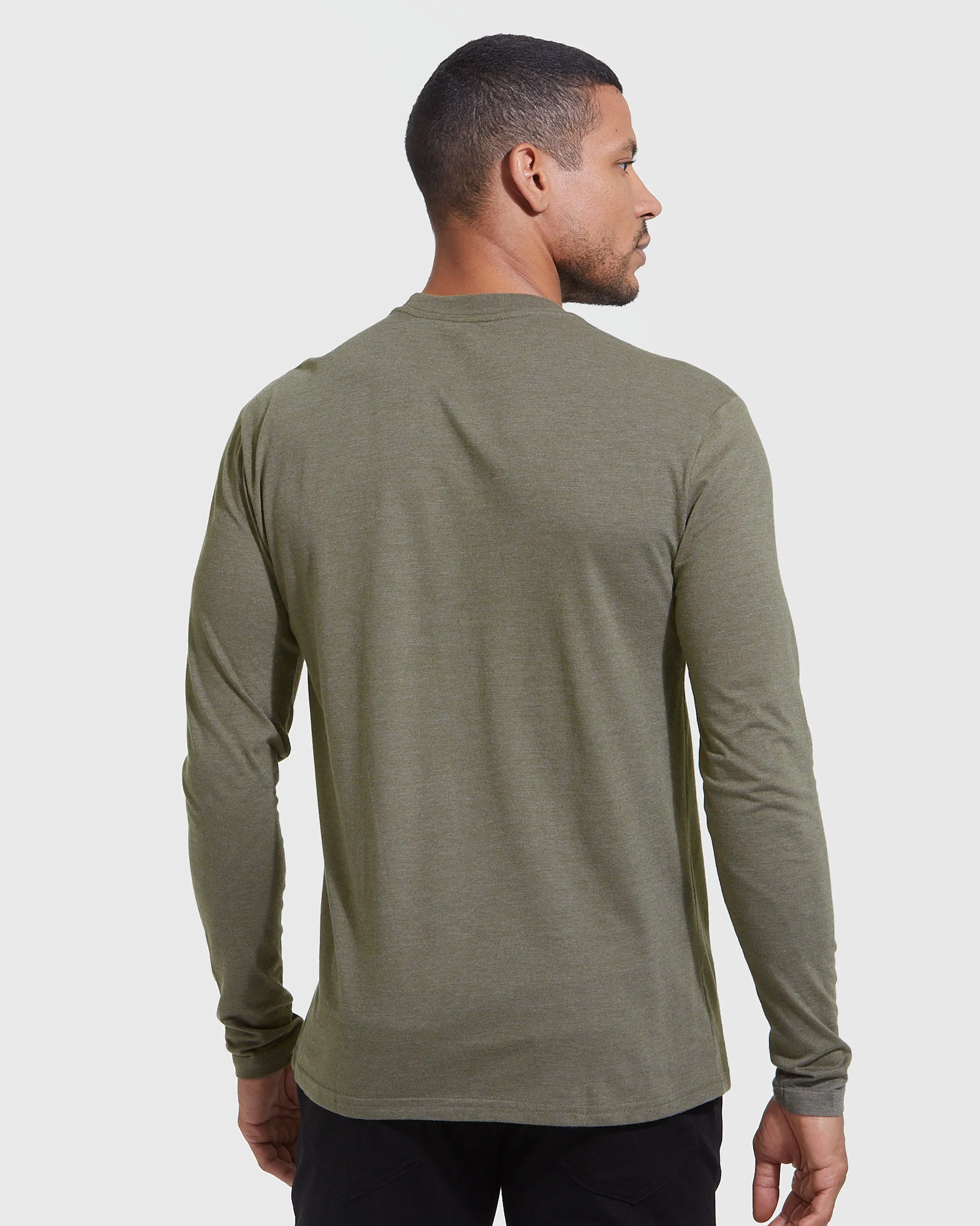 Heather Military Green Classic Long Sleeve Crew Neck sold by True Classic product image thumbnail 4