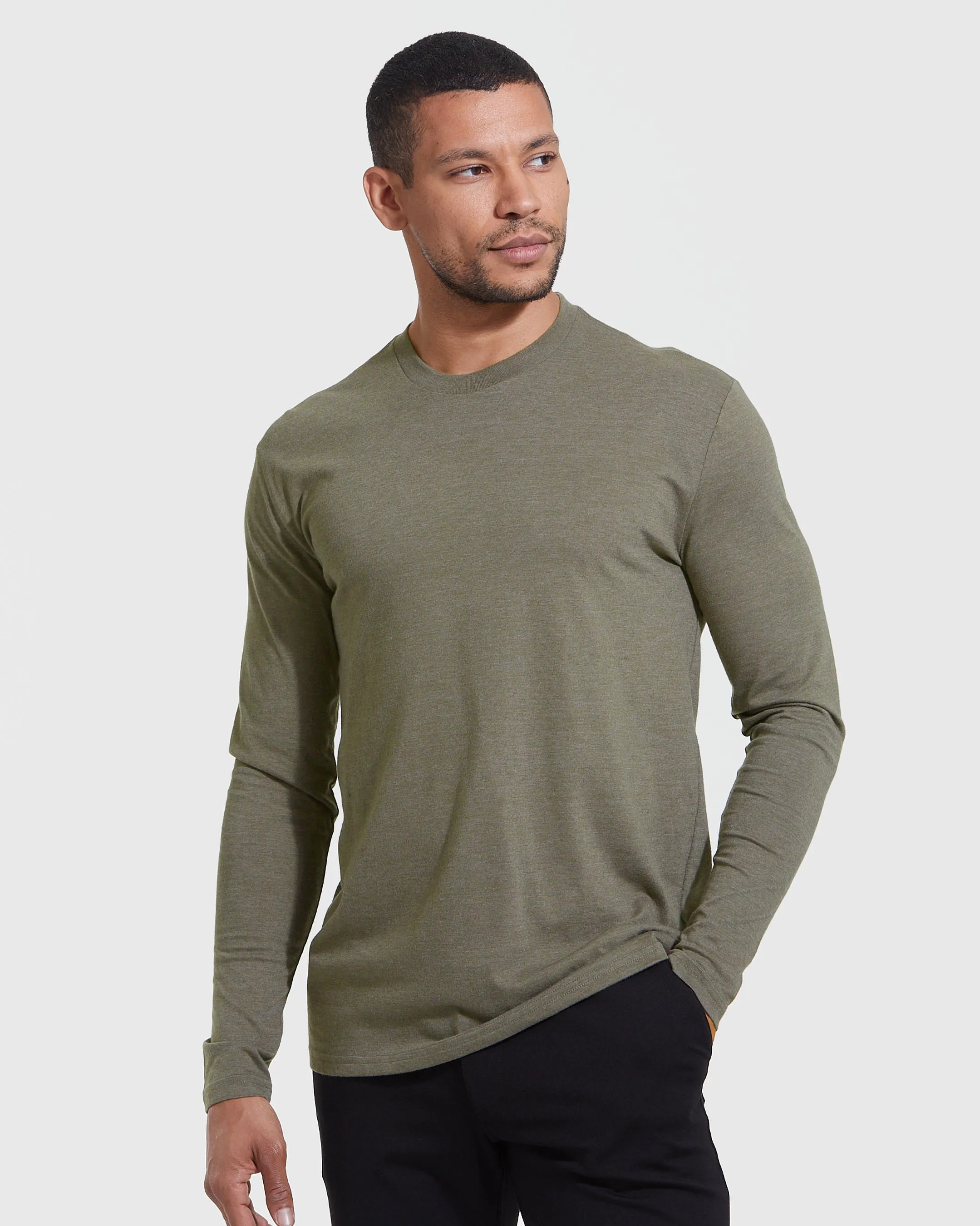 Heather Military Green Classic Long Sleeve Crew Neck sold by True Classic