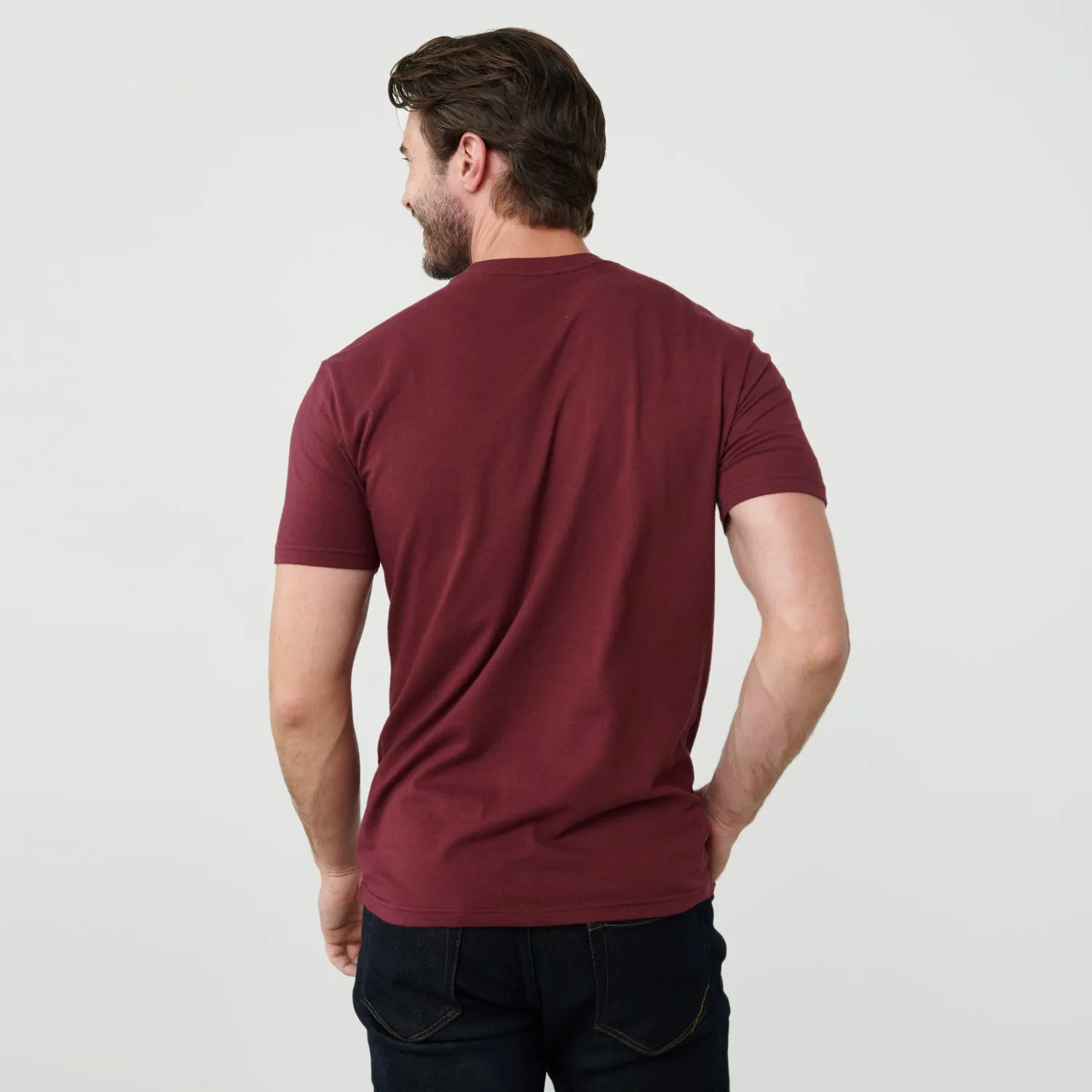 Burgundy Short Sleeve Crew Neck Tee sold by True Classic product image thumbnail 3