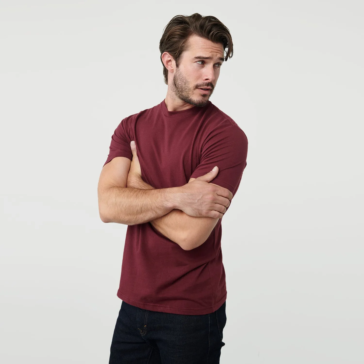 Burgundy Short Sleeve Crew Neck Tee sold by True Classic product image thumbnail 4