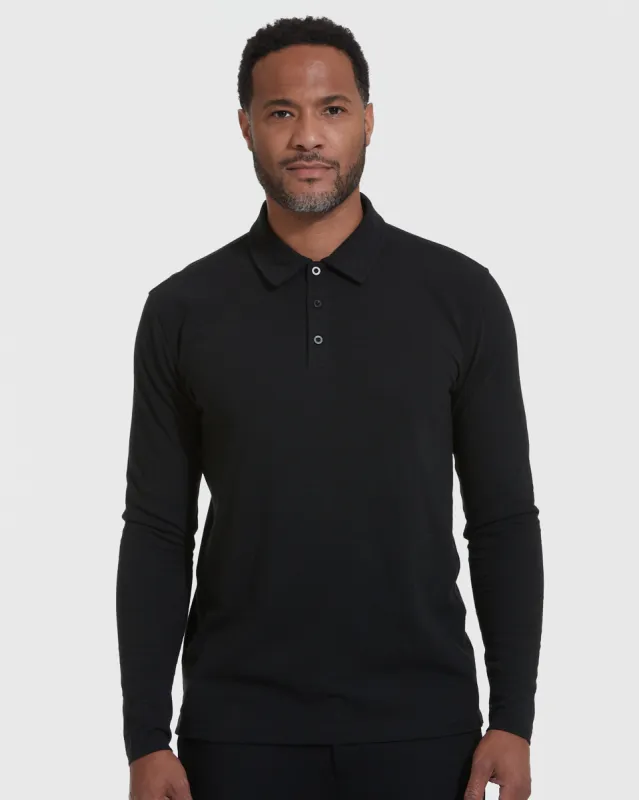 Black Long Sleeve Polo sold by True Classic