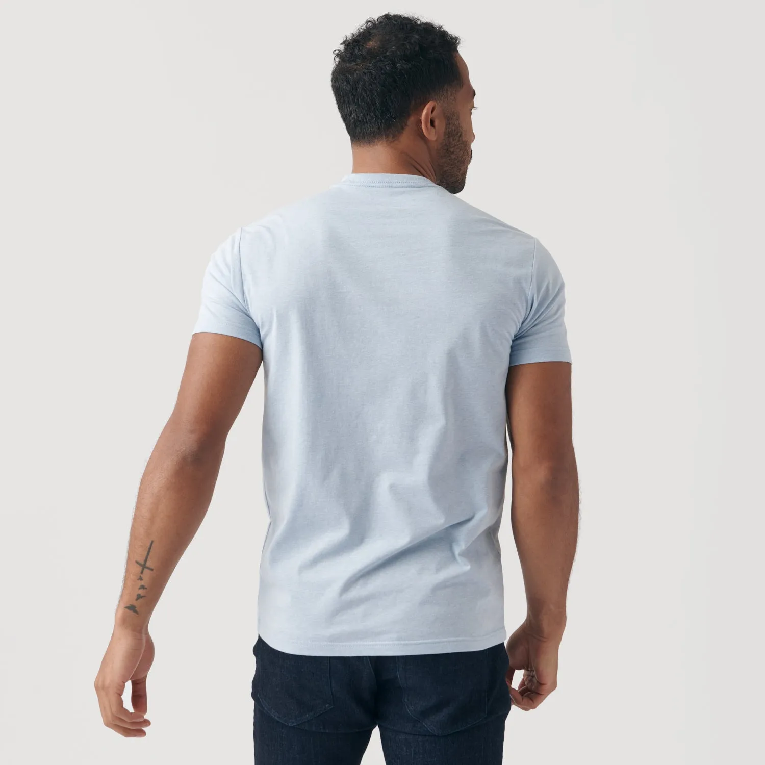 Heather Pale Blue Short Sleeve Crew Neck Tee sold by True Classic product image thumbnail 3