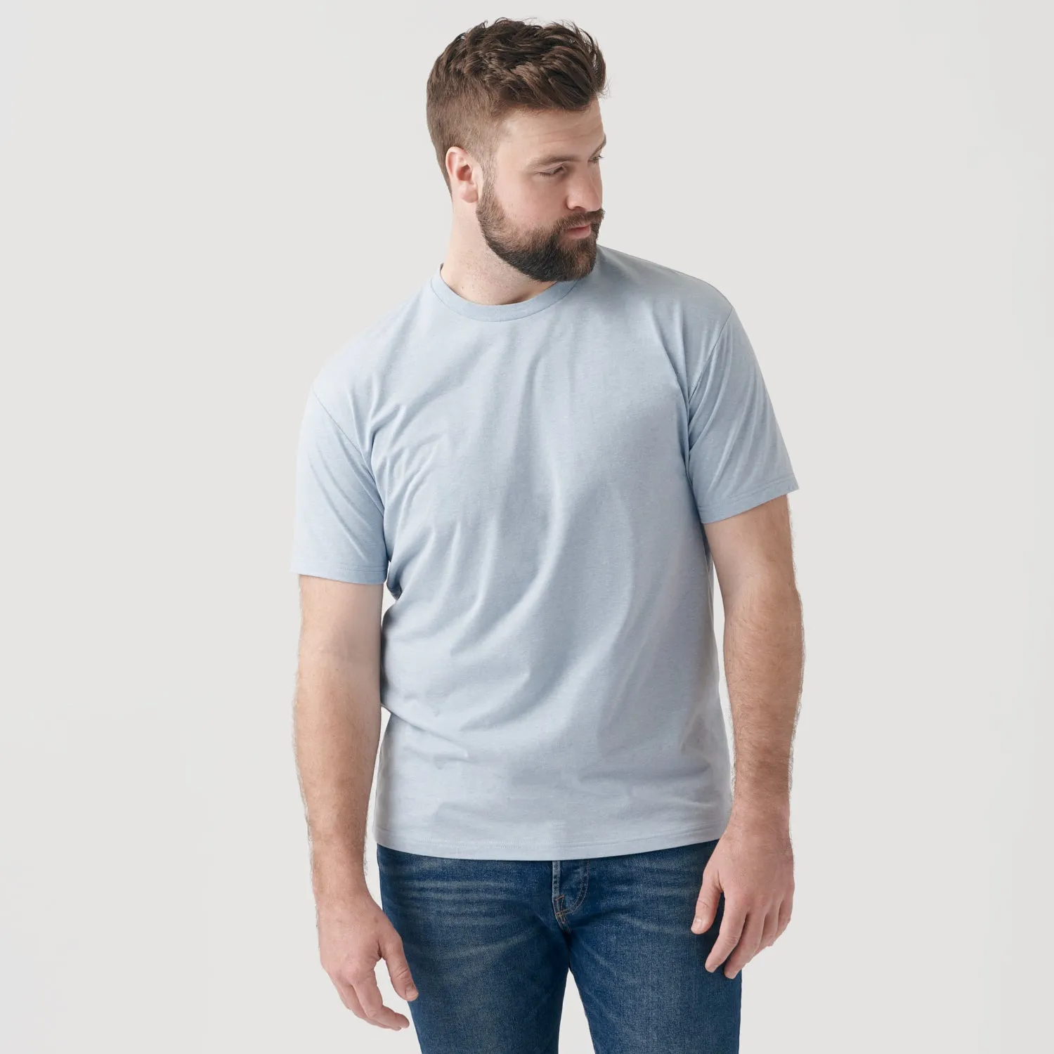 Heather Pale Blue Short Sleeve Crew Neck Tee sold by True Classic product image thumbnail 5
