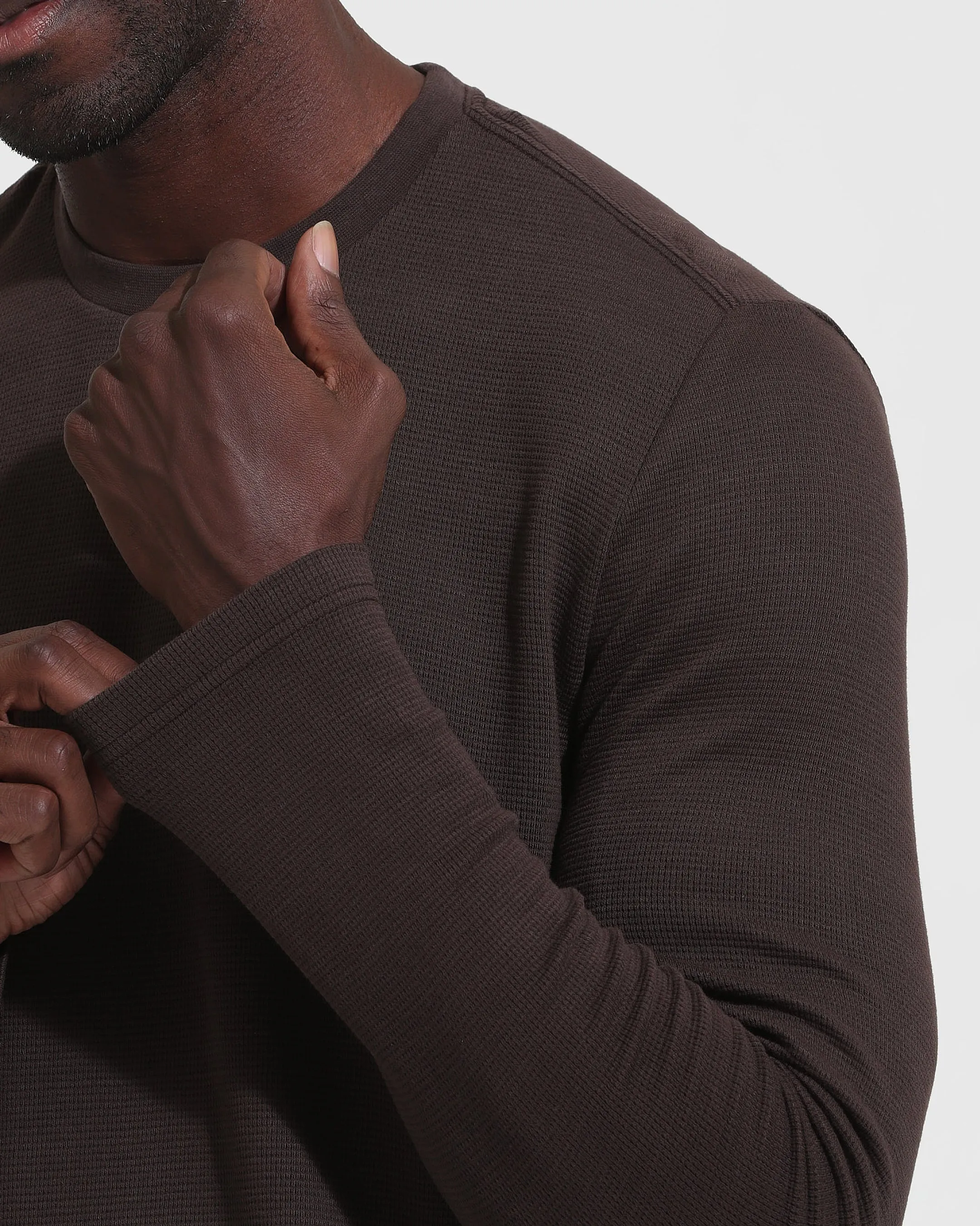 Dark Oak Waffle Long Sleeve Crew Neck sold by True Classic product image thumbnail 5