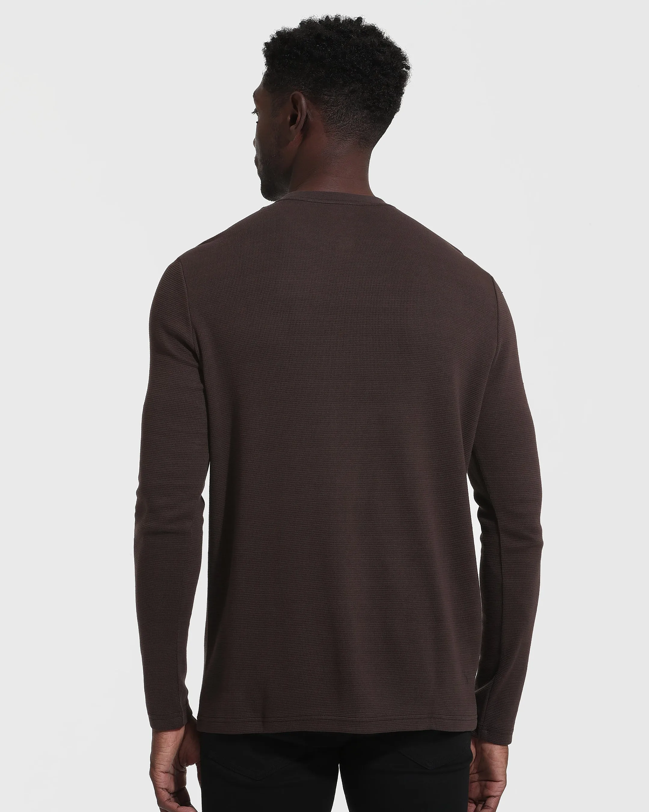 Dark Oak Waffle Long Sleeve Crew Neck sold by True Classic product image thumbnail 4