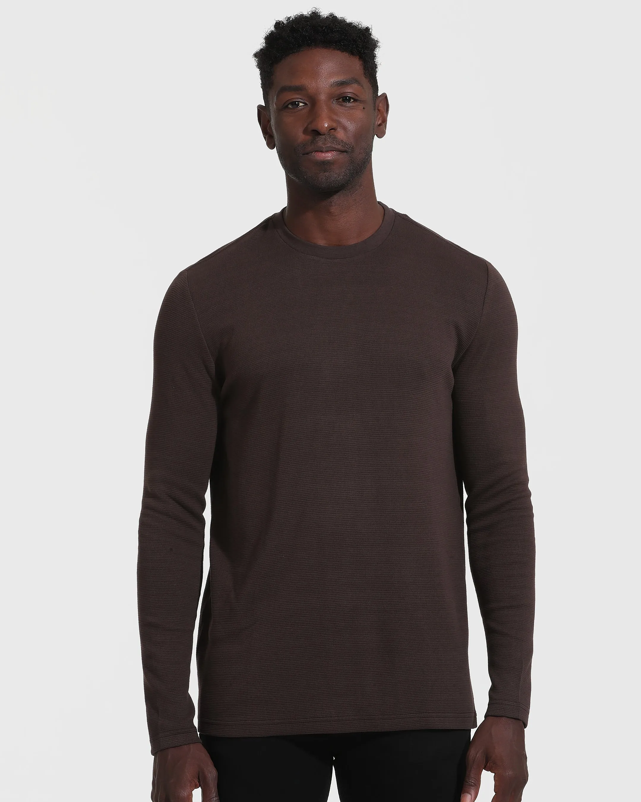 Dark Oak Waffle Long Sleeve Crew Neck sold by True Classic