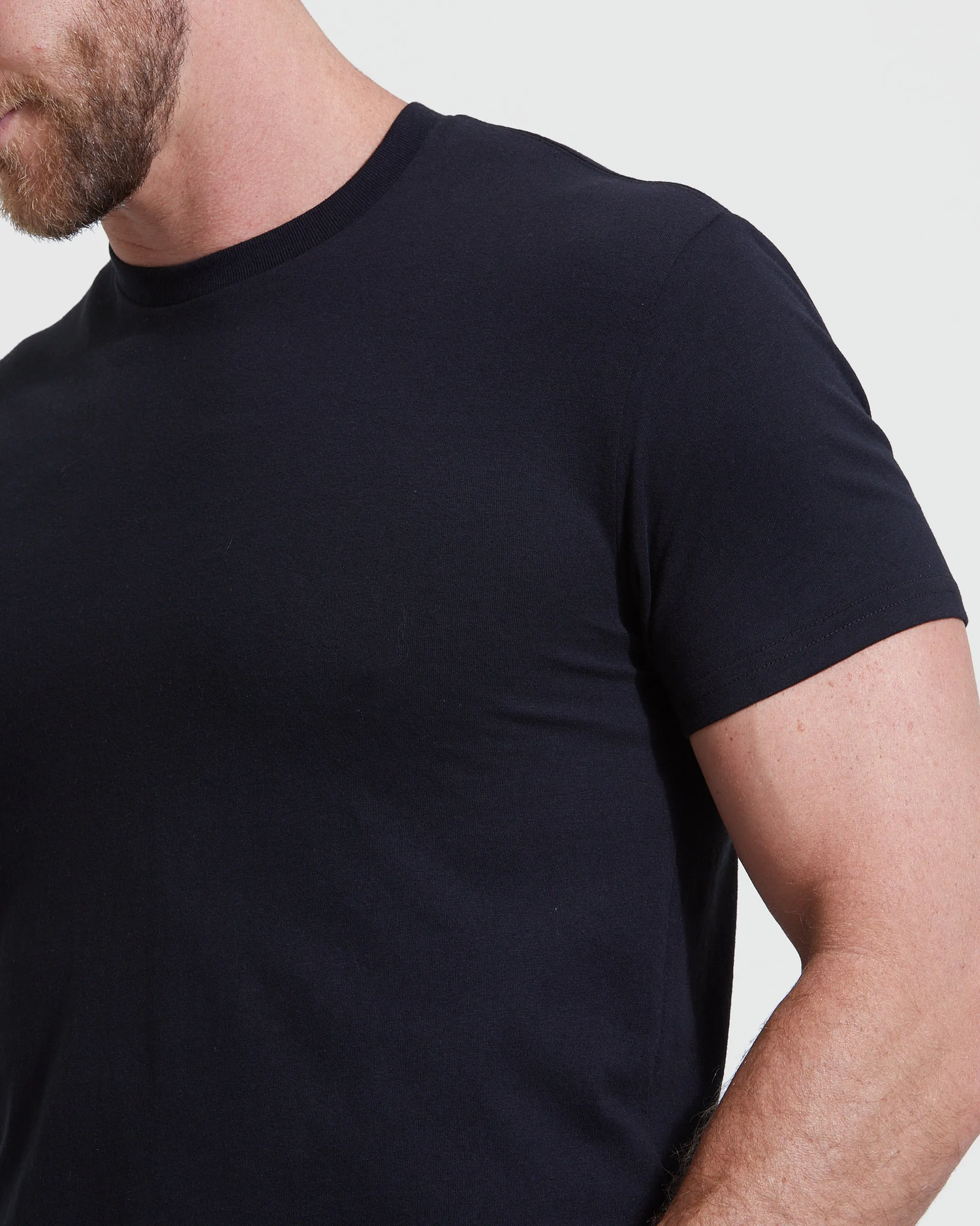 Black Tall Straight Hem Crew Neck T-Shirt sold by True Classic product image thumbnail 5
