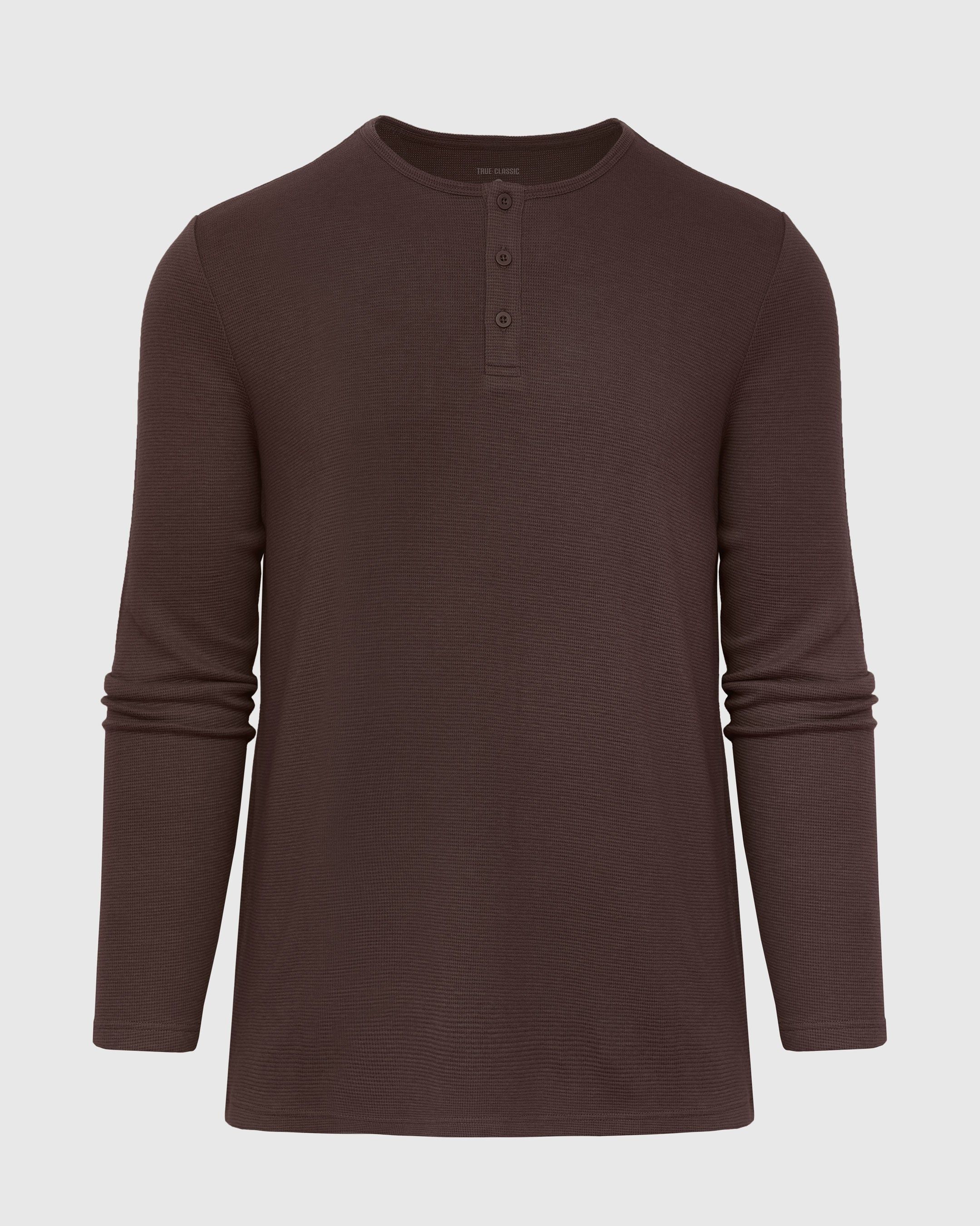 Dark Oak Long Sleeve Waffle Henley sold by True Classic product image thumbnail 2