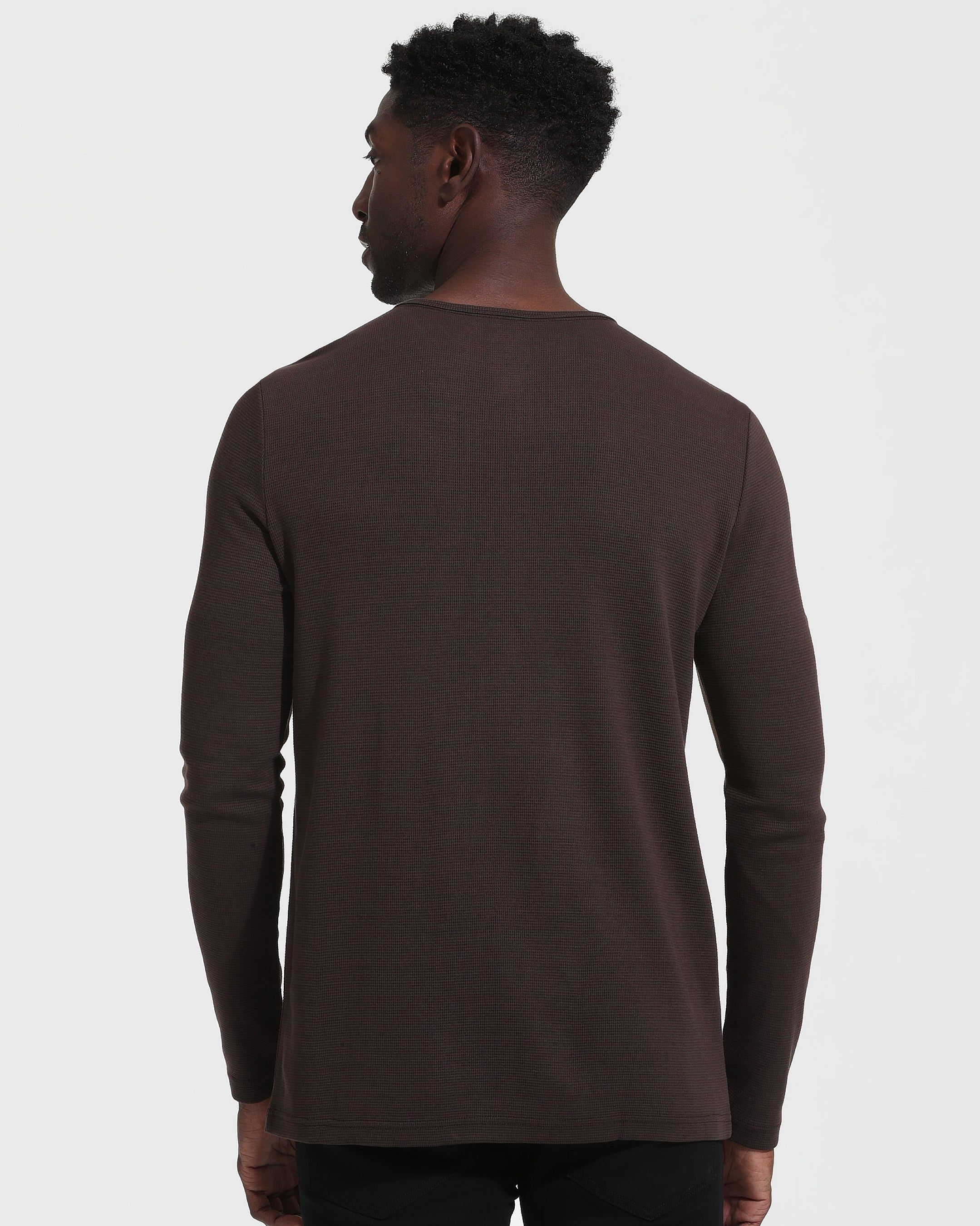 Dark Oak Long Sleeve Waffle Henley sold by True Classic product image thumbnail 4