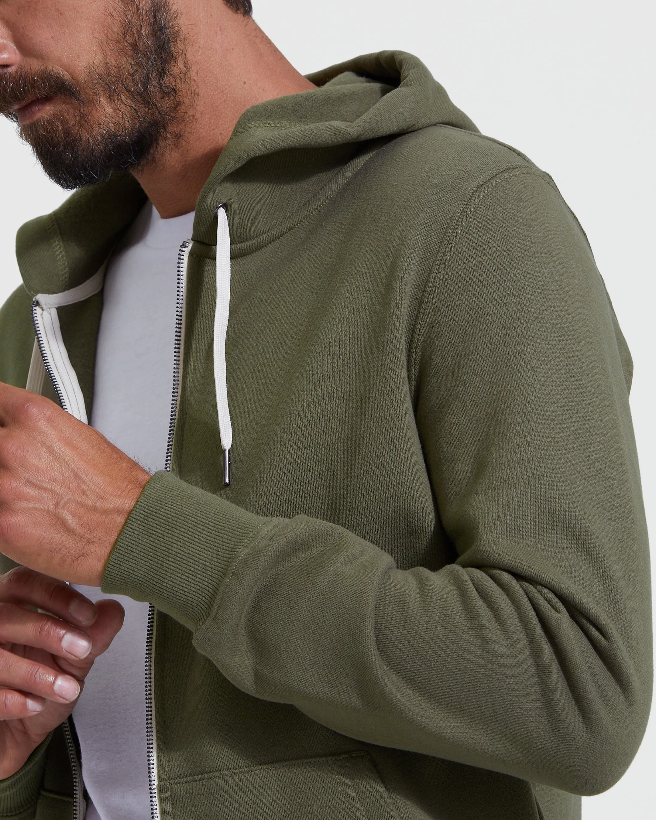 Military Green Fleece French Terry Zip Hoodie sold by True Classic product image thumbnail 4