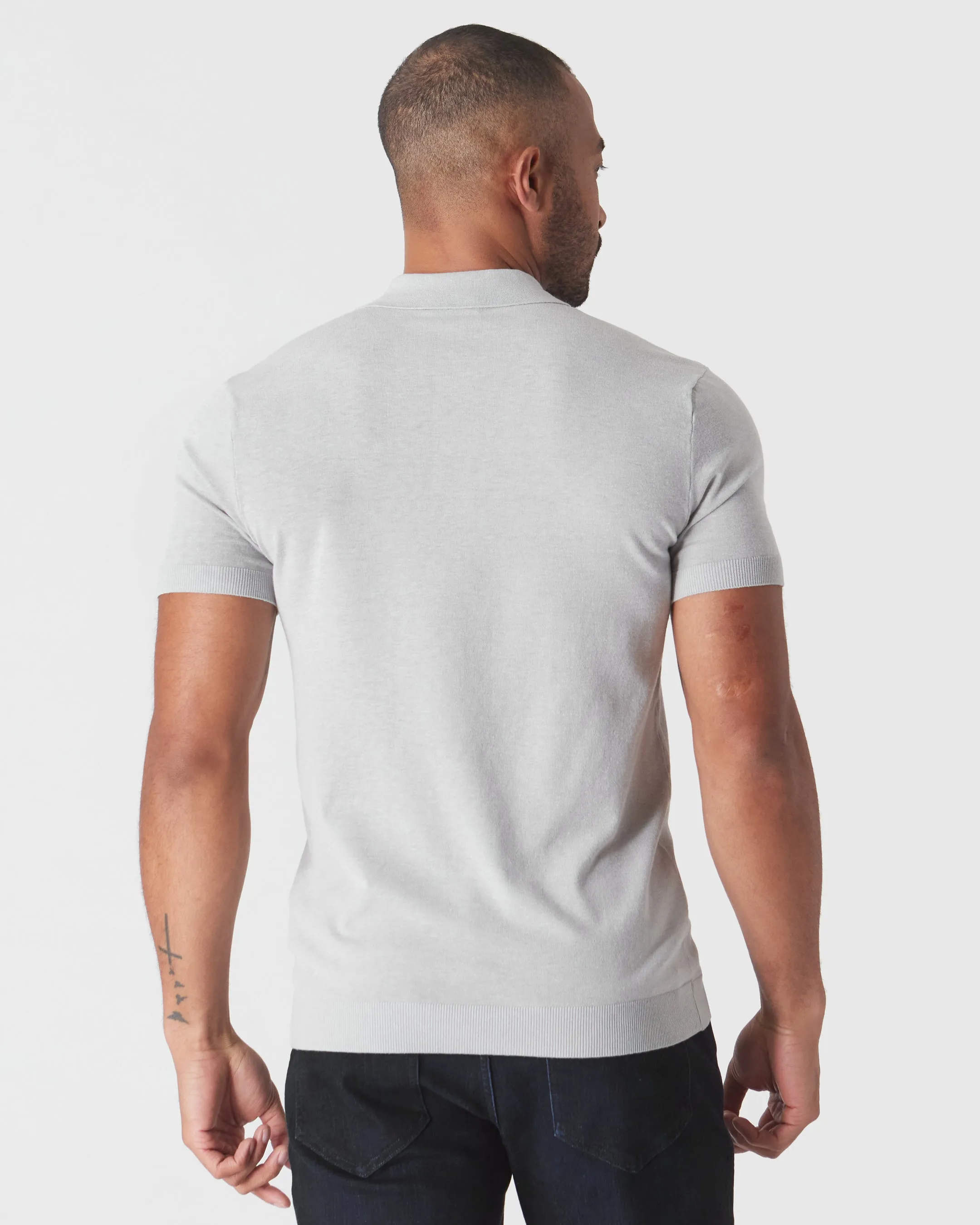 Heather Gray Short Sleeve Sweater Polo sold by True Classic product image thumbnail 3