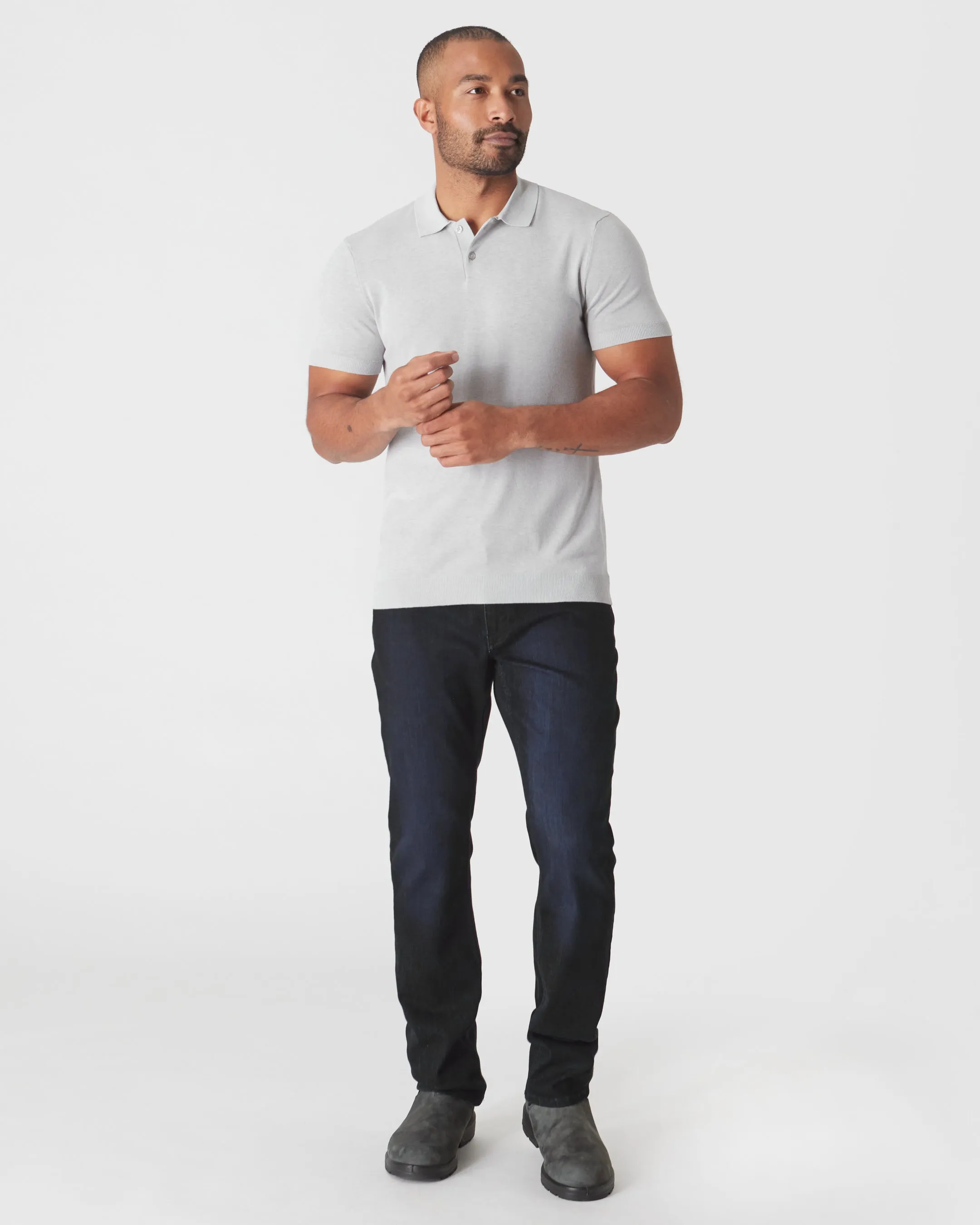 Heather Gray Short Sleeve Sweater Polo sold by True Classic product image thumbnail 4