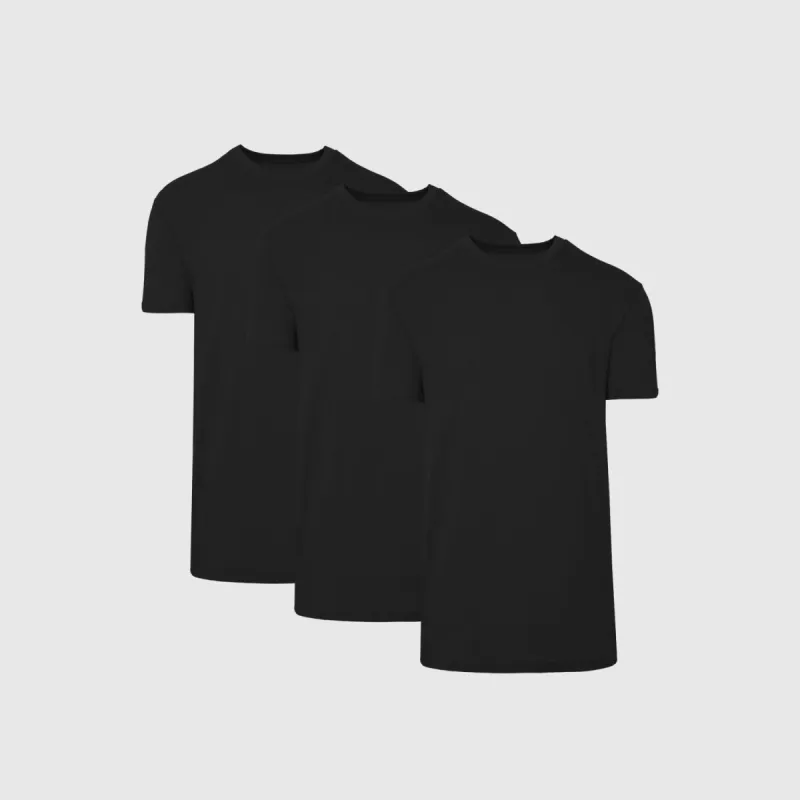 All Black Tall Straight Hem Crew Neck T-Shirt 3-Pack sold by True Classic
