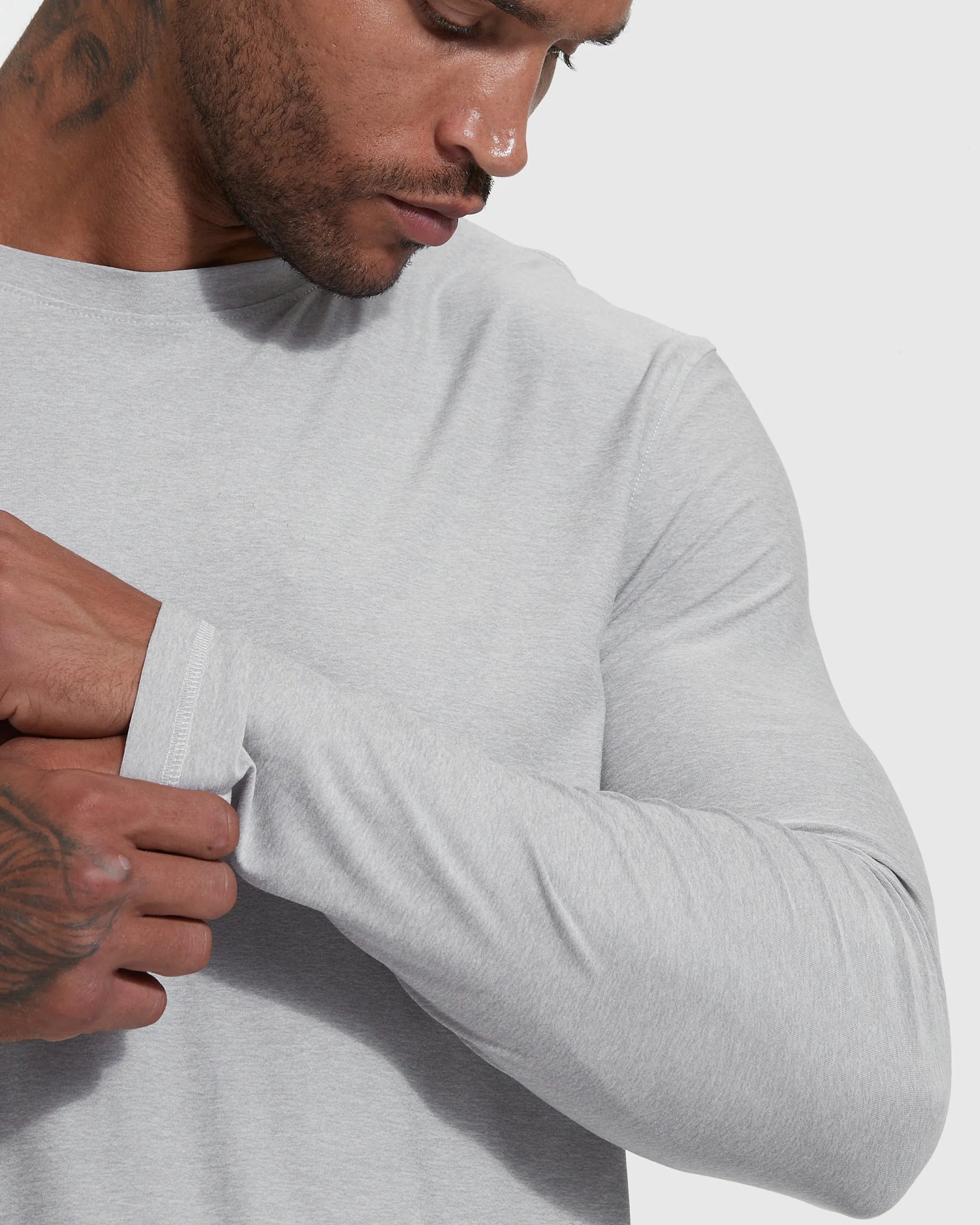 Heather Light Gray Active Long Sleeve Crew T-Shirt sold by True Classic product image thumbnail 5