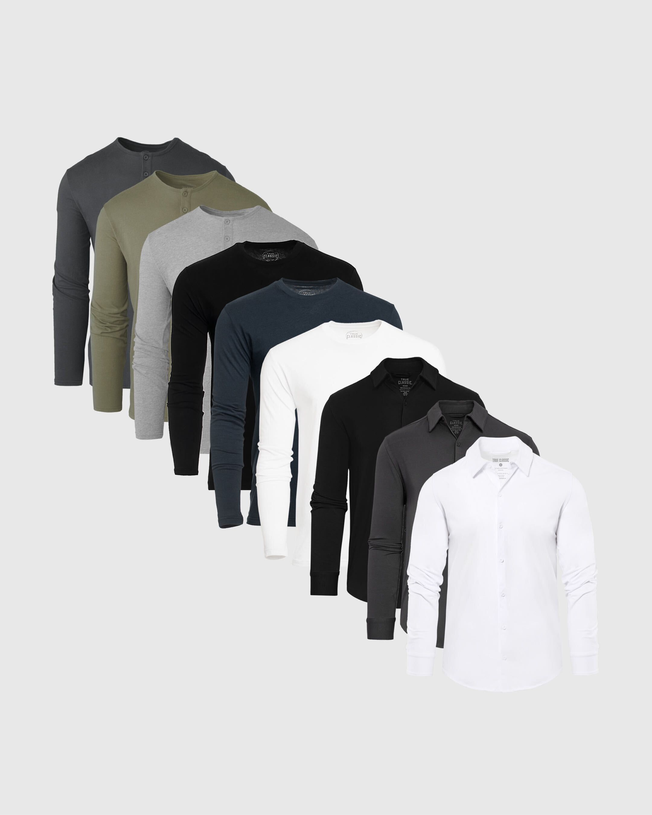 Core Color Long Sleeve Variety 9-Pack sold by True Classic