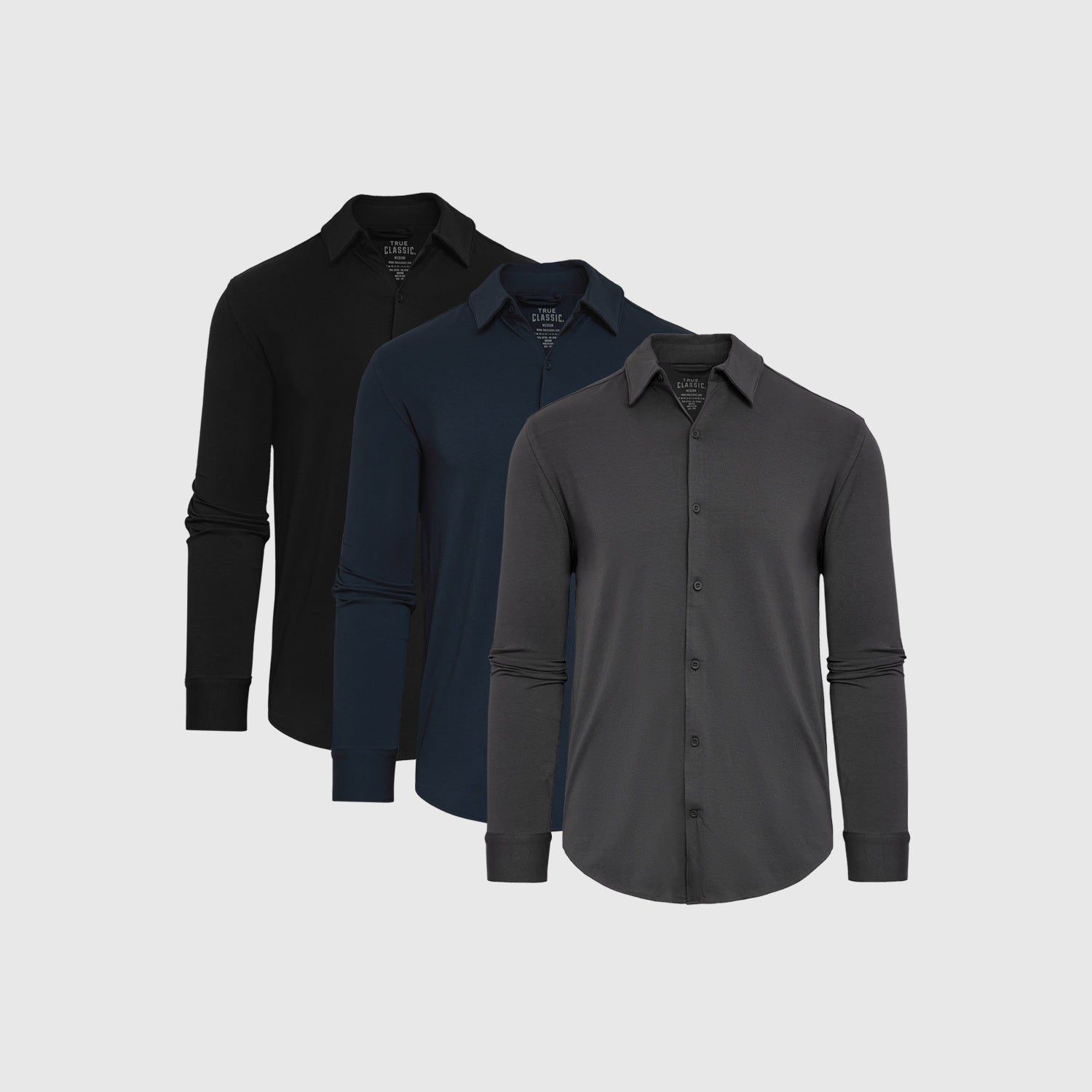 The Base Long Sleeve Knit Shirt 3-Pack sold by True Classic
