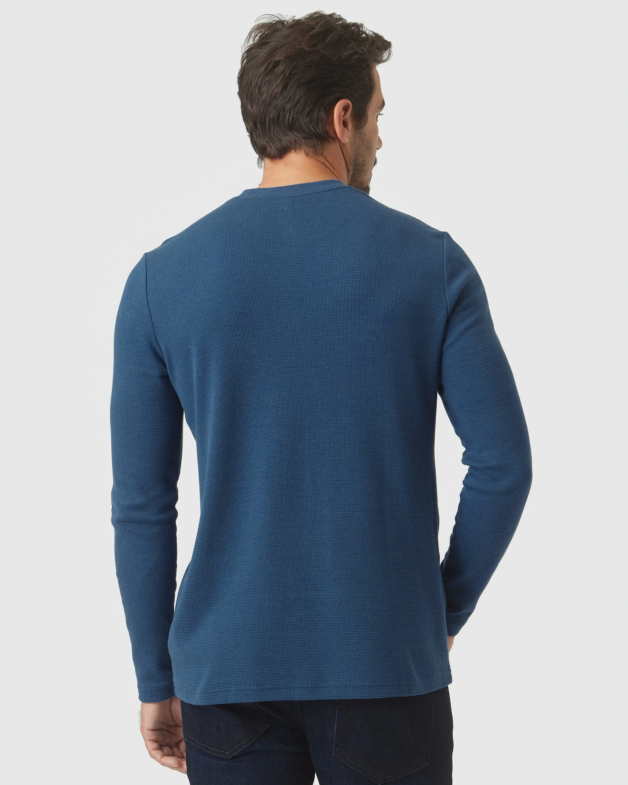 Deep Sea Blue Long Sleeve Waffle Crew sold by True Classic product image thumbnail 3