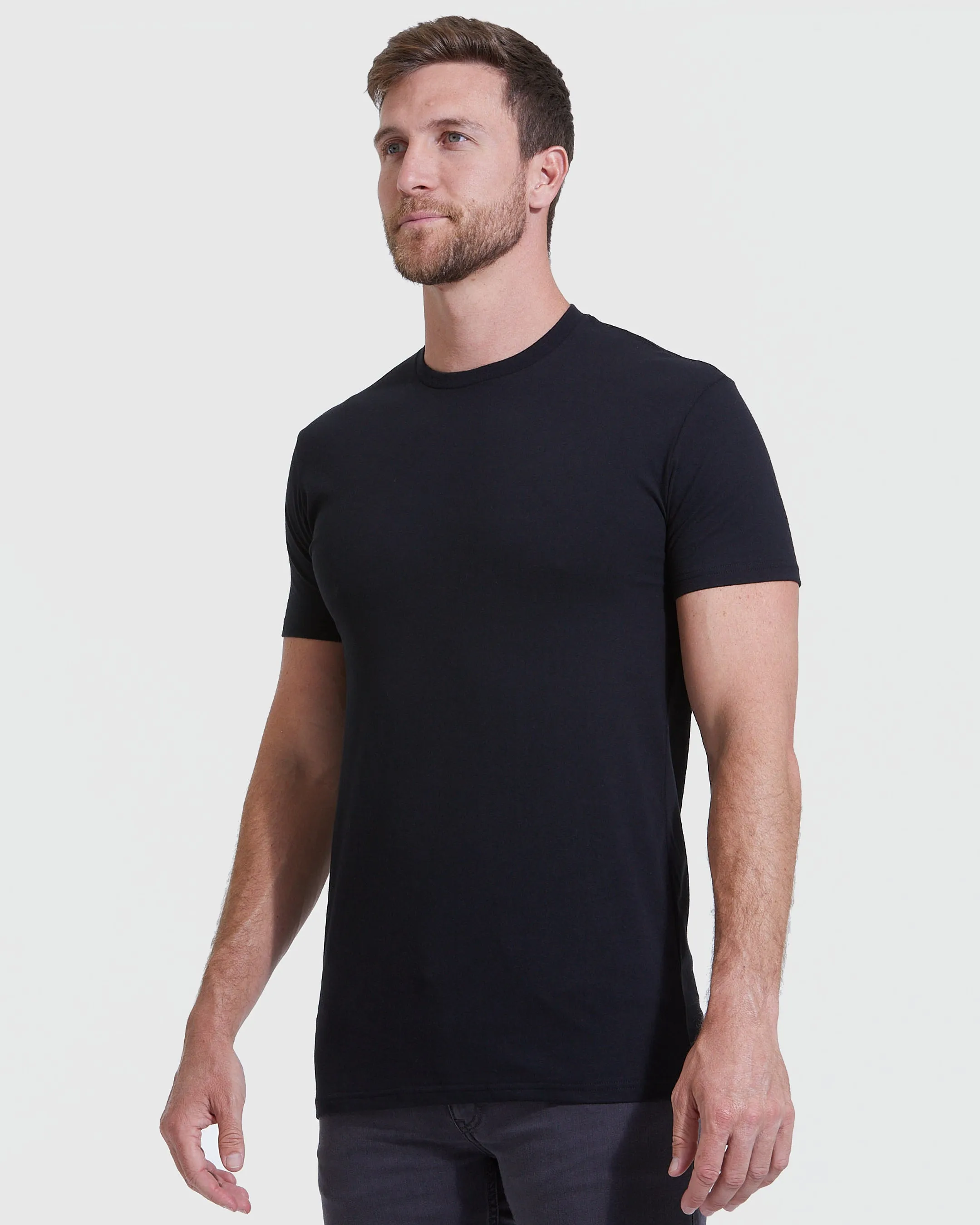 All Black Tall Round Hem Crew Neck T-Shirt 3-Pack sold by True Classic product image thumbnail 2