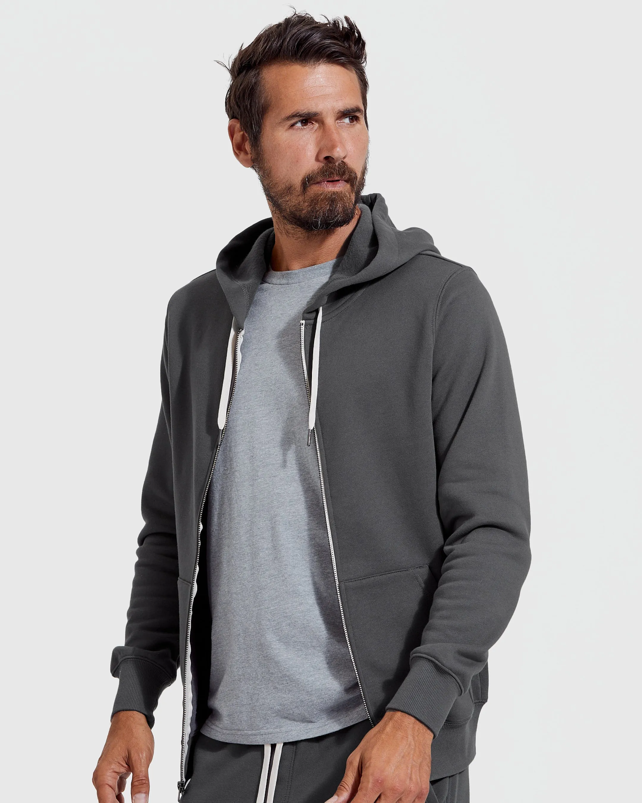 Carbon Fleece French Terry Zip Hoodie sold by True Classic