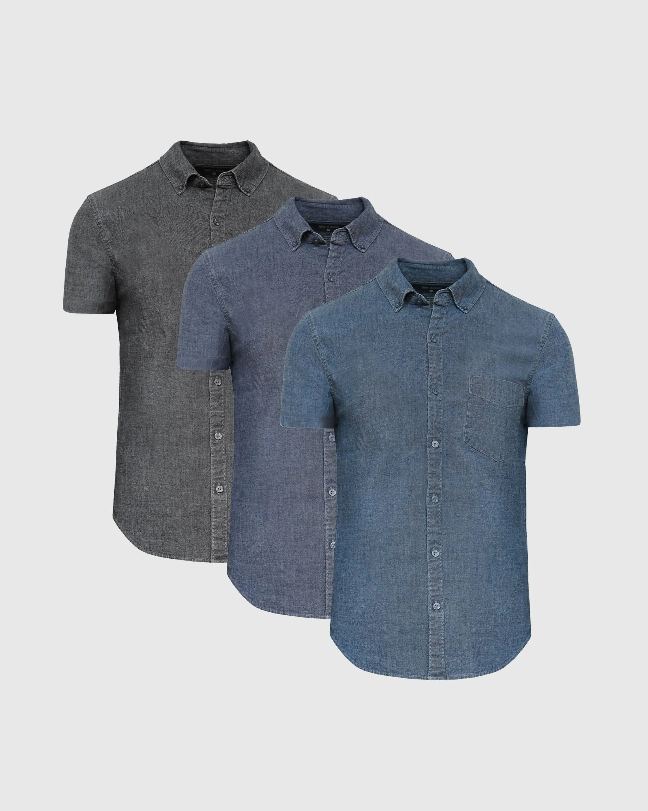 Short Sleeve Stretch Chambray Shirt 3-Pack sold by True Classic